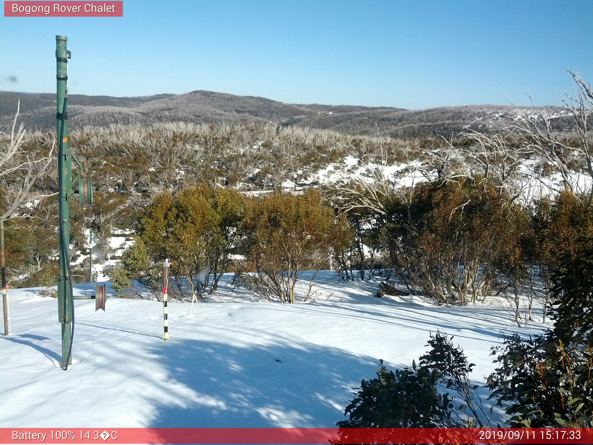 Bogong Web Cam 3:17pm Wednesday 11th of September 2019