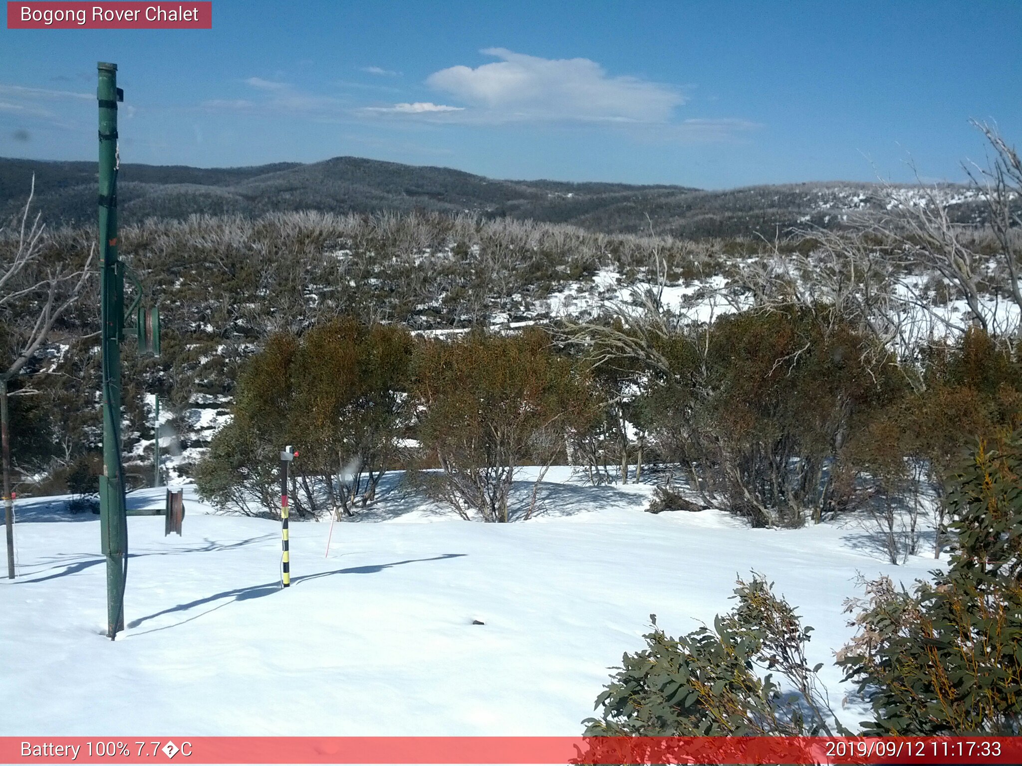 Bogong Web Cam 11:17am Thursday 12th of September 2019