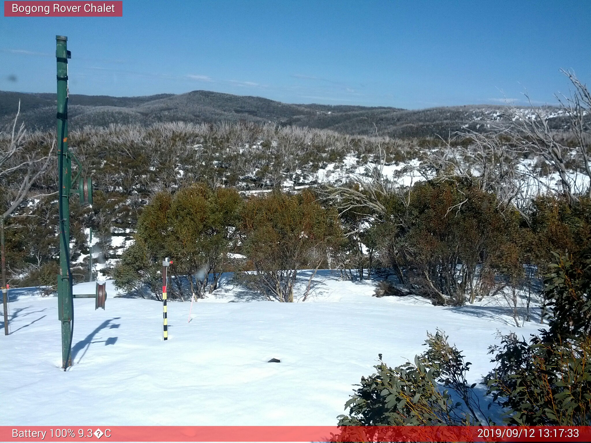 Bogong Web Cam 1:17pm Thursday 12th of September 2019