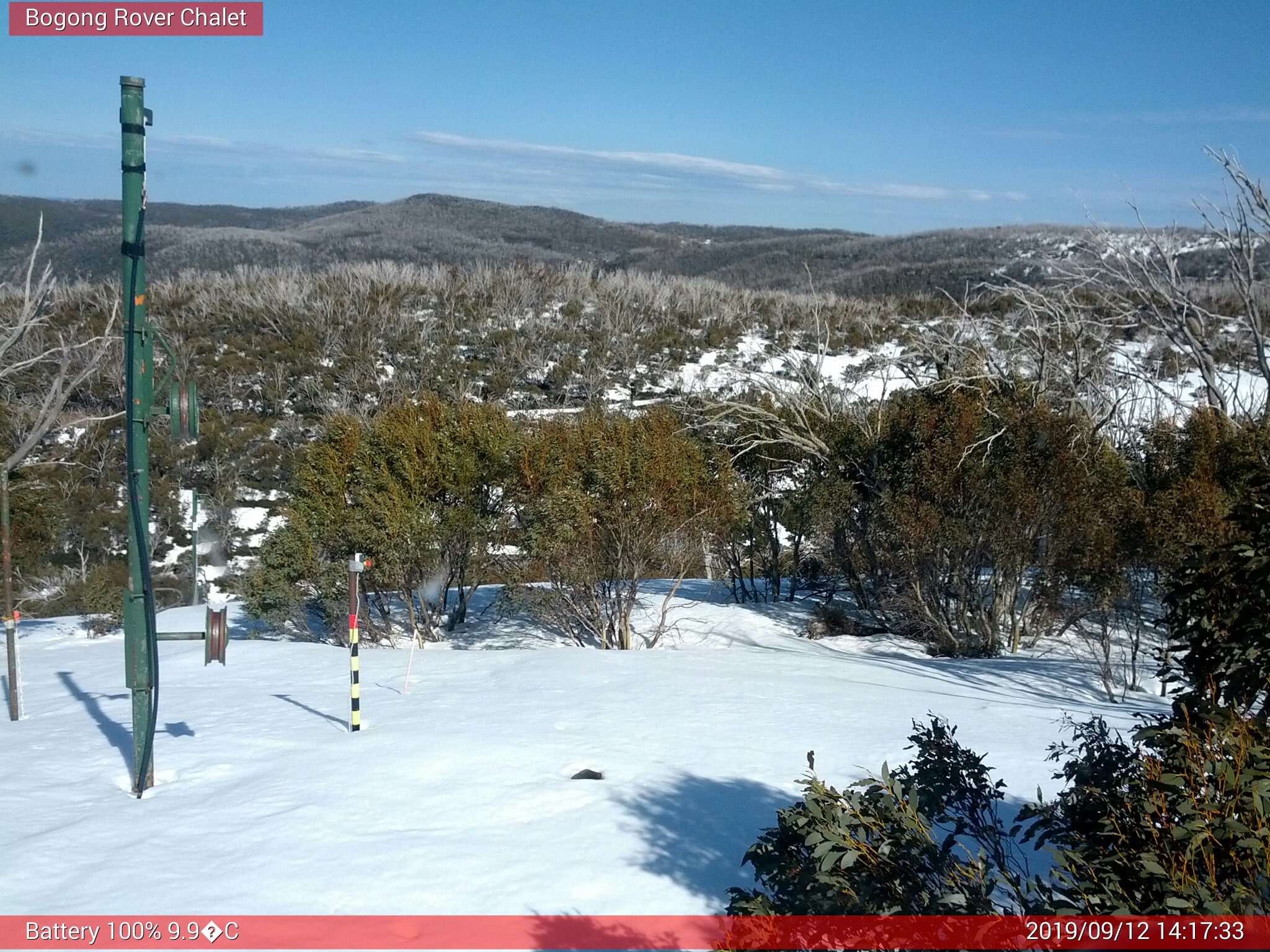 Bogong Web Cam 2:17pm Thursday 12th of September 2019