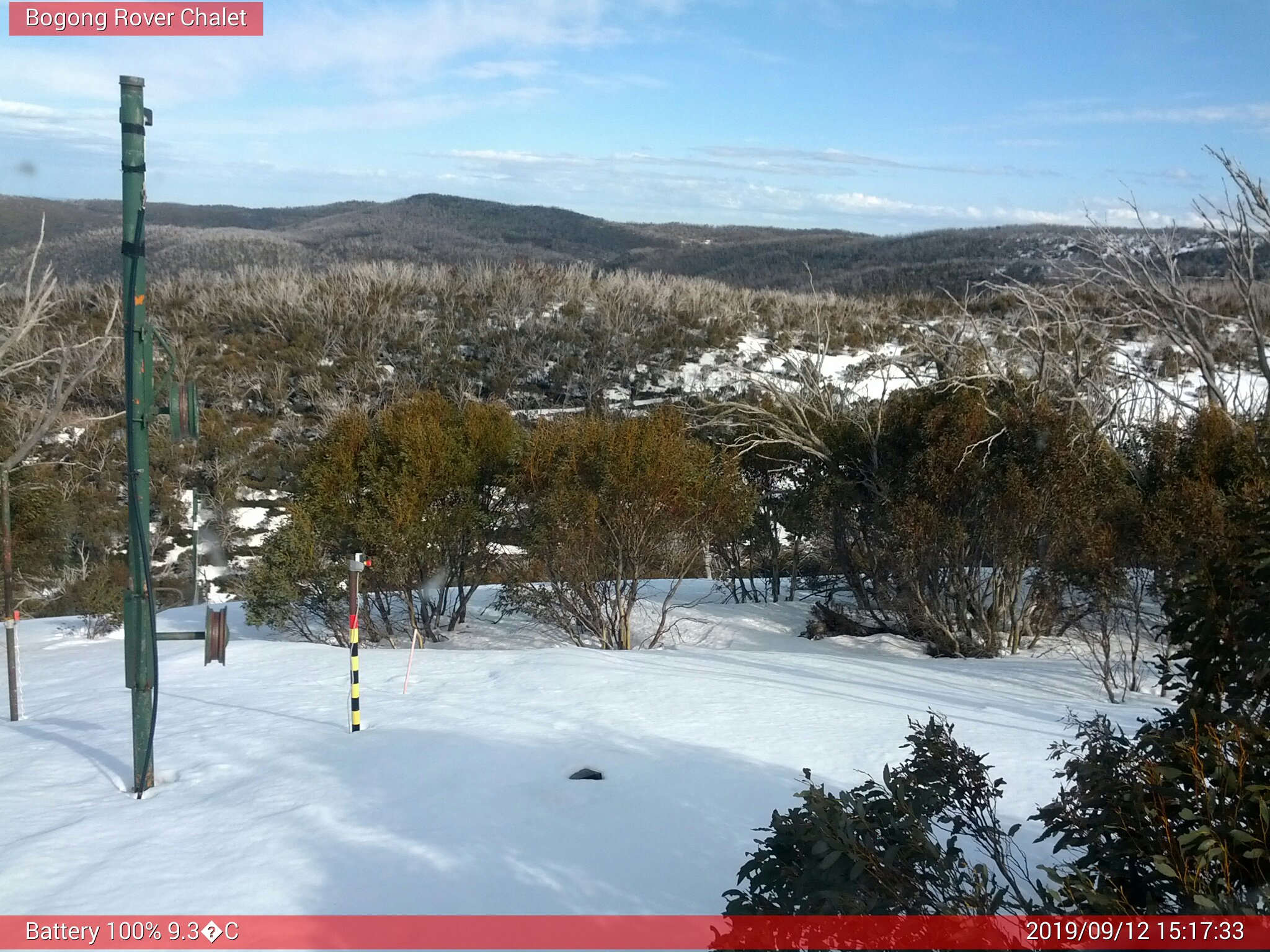 Bogong Web Cam 3:17pm Thursday 12th of September 2019