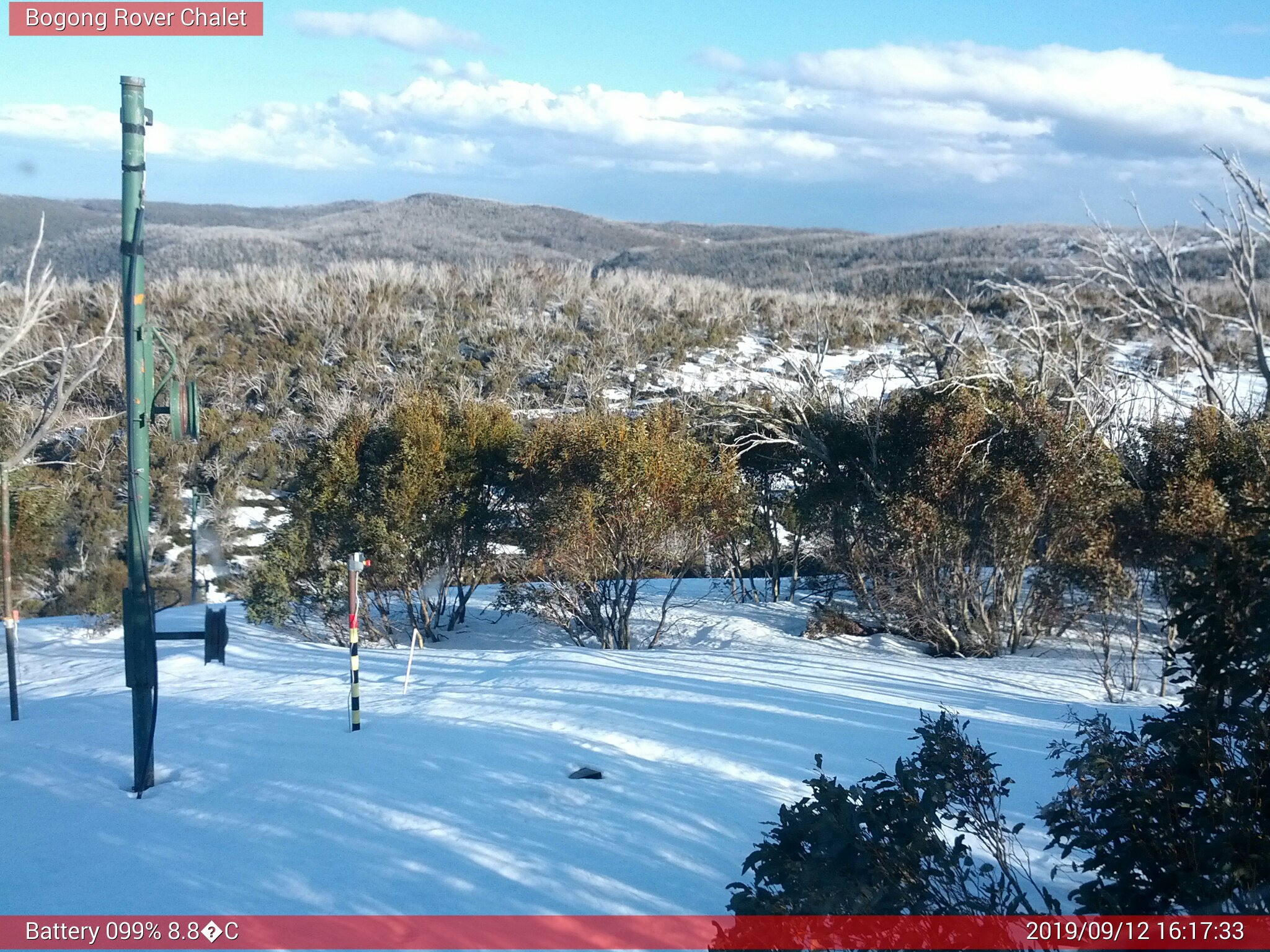 Bogong Web Cam 4:17pm Thursday 12th of September 2019