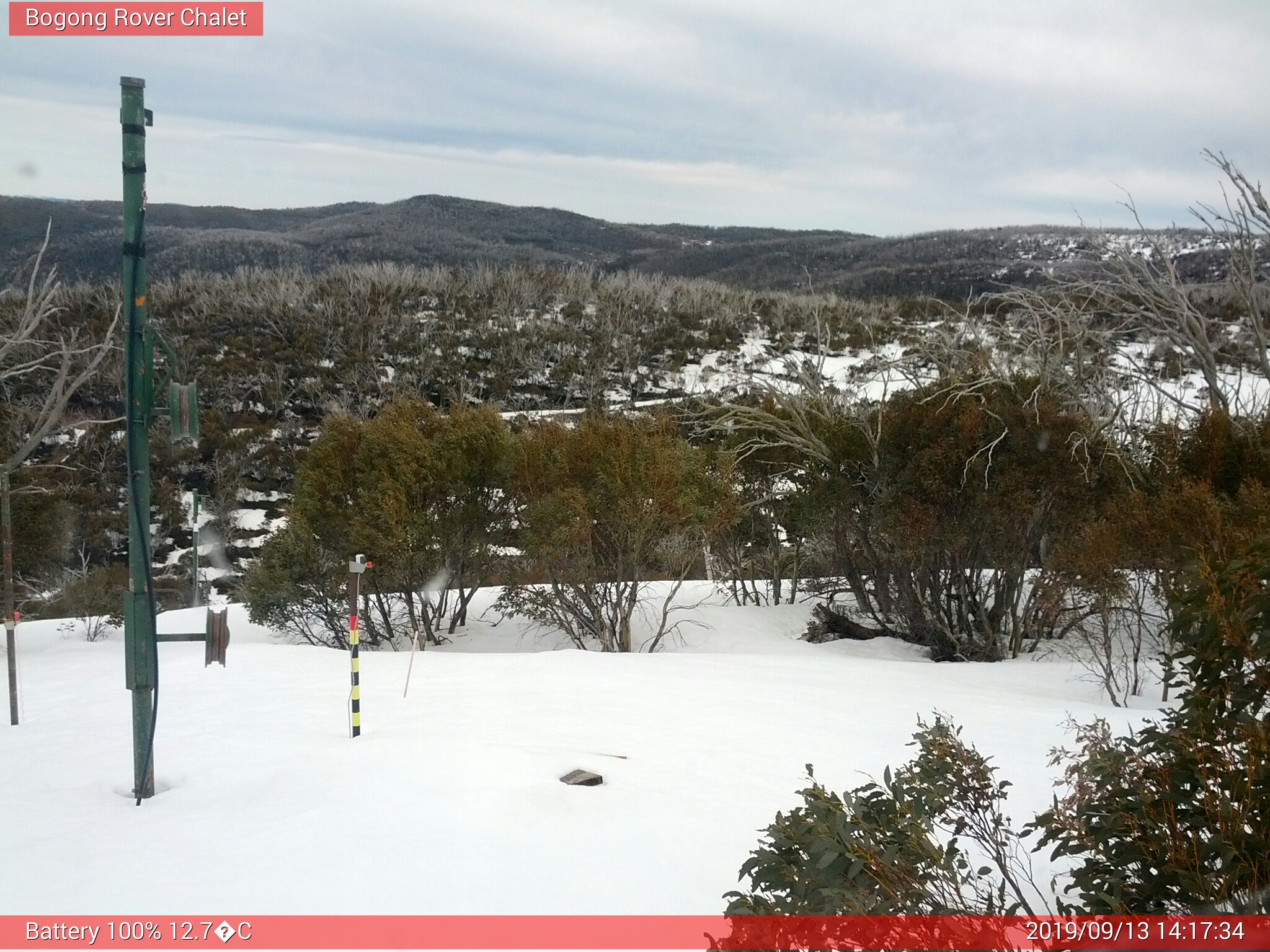 Bogong Web Cam 2:17pm Friday 13th of September 2019