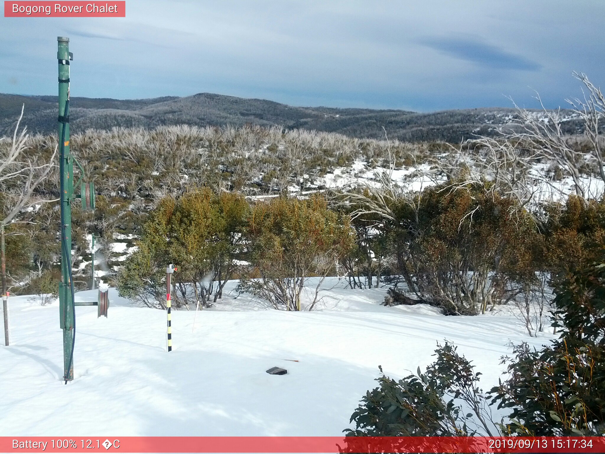 Bogong Web Cam 3:17pm Friday 13th of September 2019