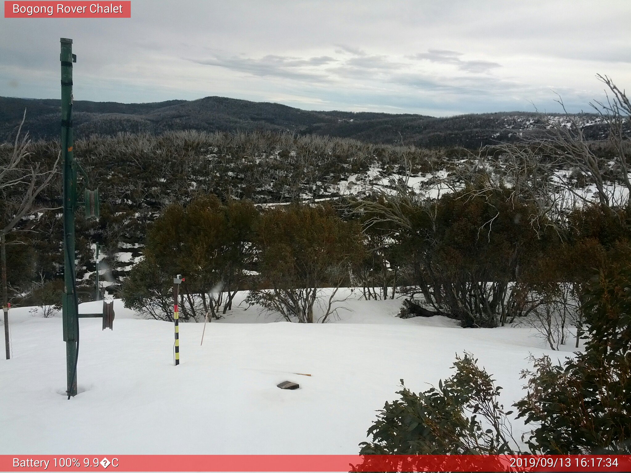 Bogong Web Cam 4:17pm Friday 13th of September 2019