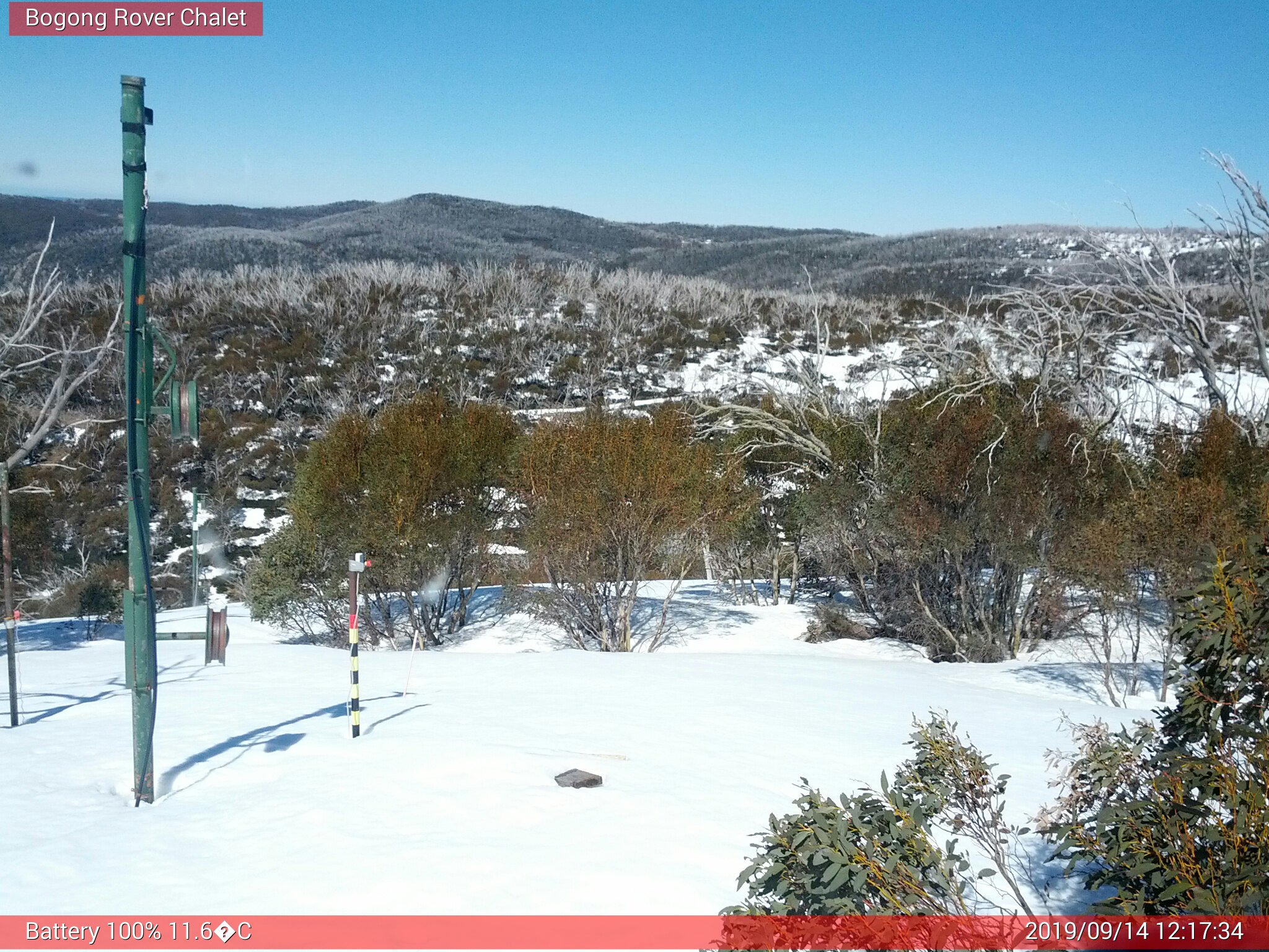 Bogong Web Cam 12:17pm Saturday 14th of September 2019