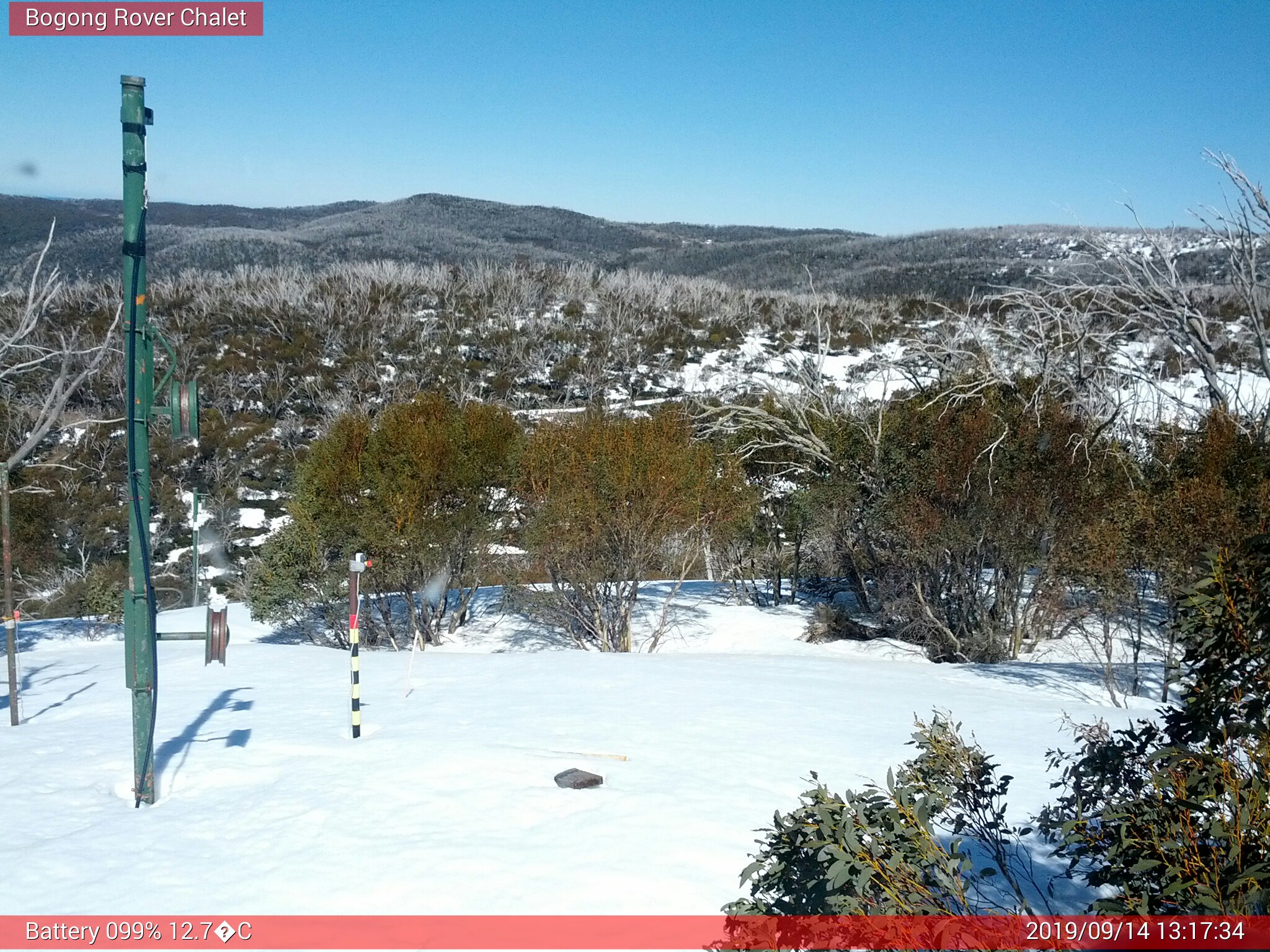 Bogong Web Cam 1:17pm Saturday 14th of September 2019