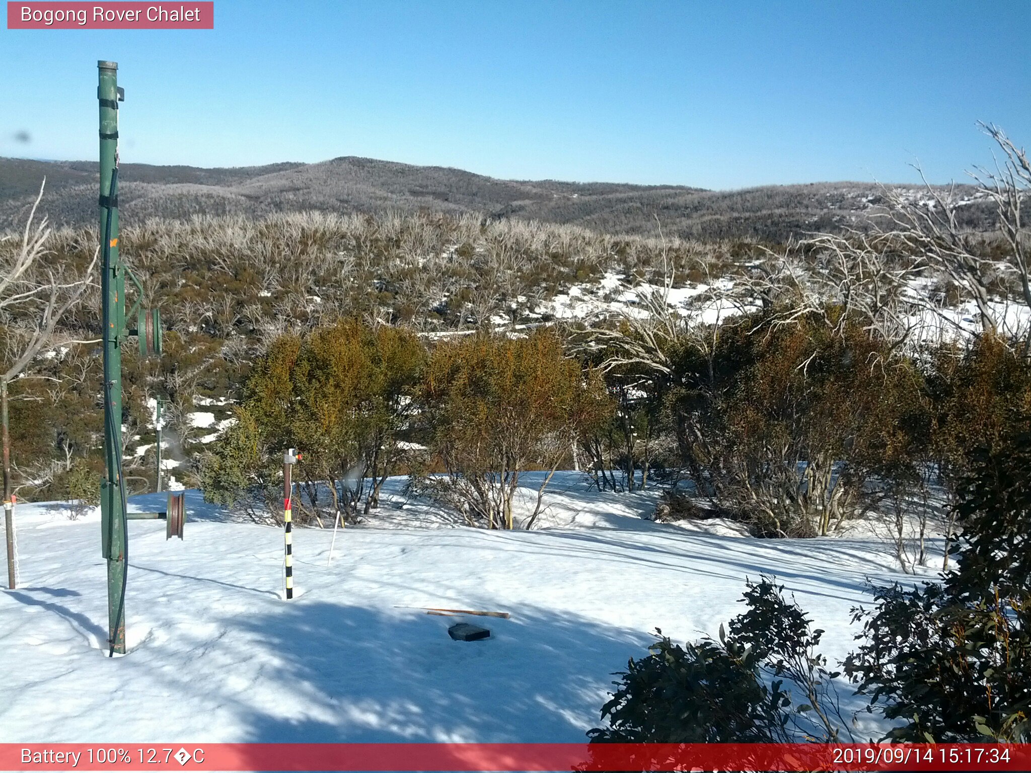 Bogong Web Cam 3:17pm Saturday 14th of September 2019