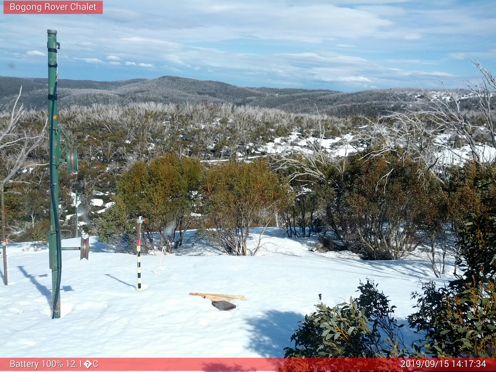 Bogong Web Cam 2:17pm Sunday 15th of September 2019