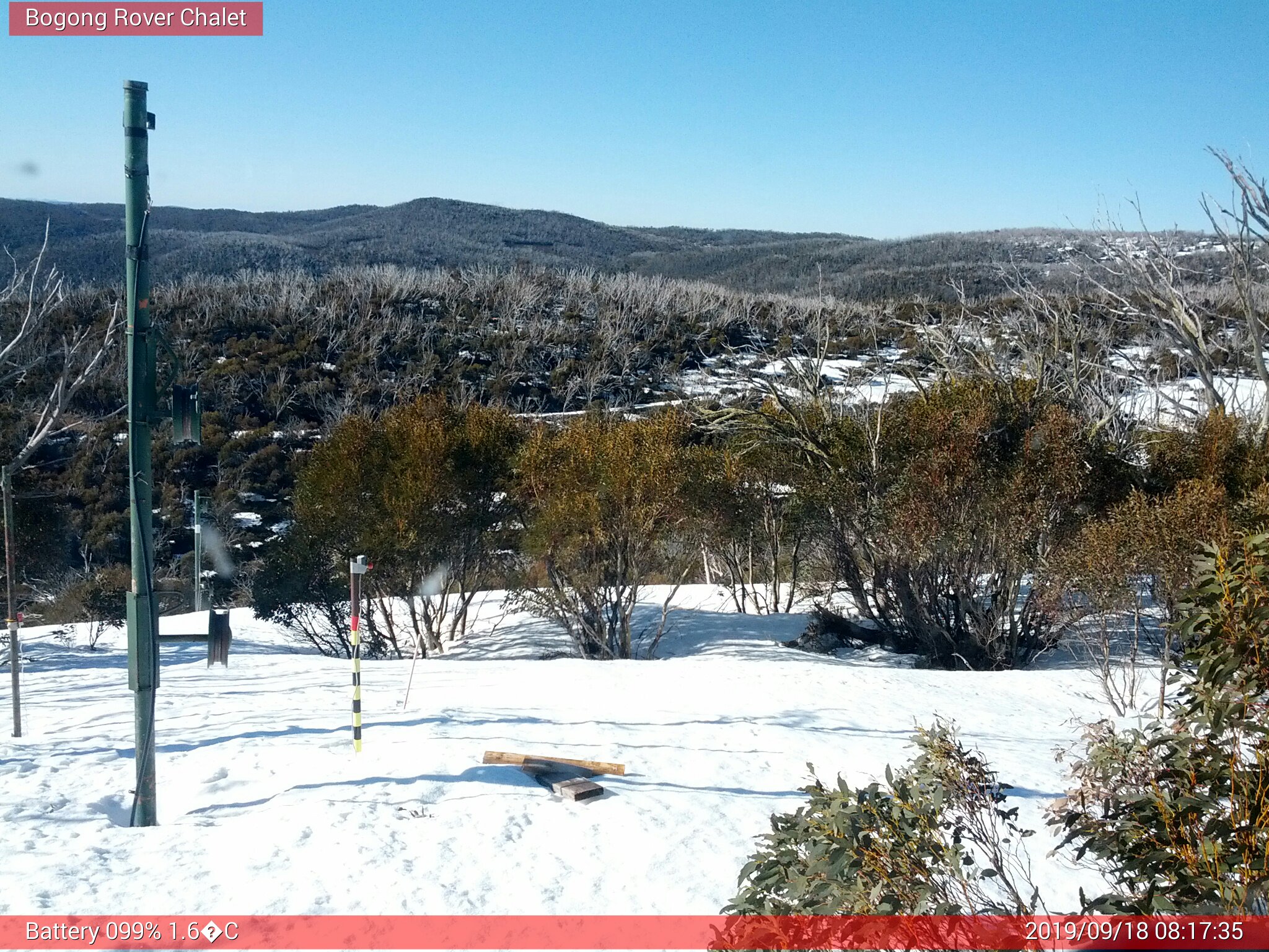 Bogong Web Cam 8:17am Wednesday 18th of September 2019