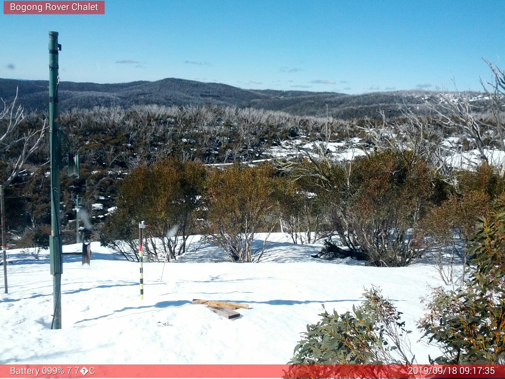 Bogong Web Cam 9:17am Wednesday 18th of September 2019