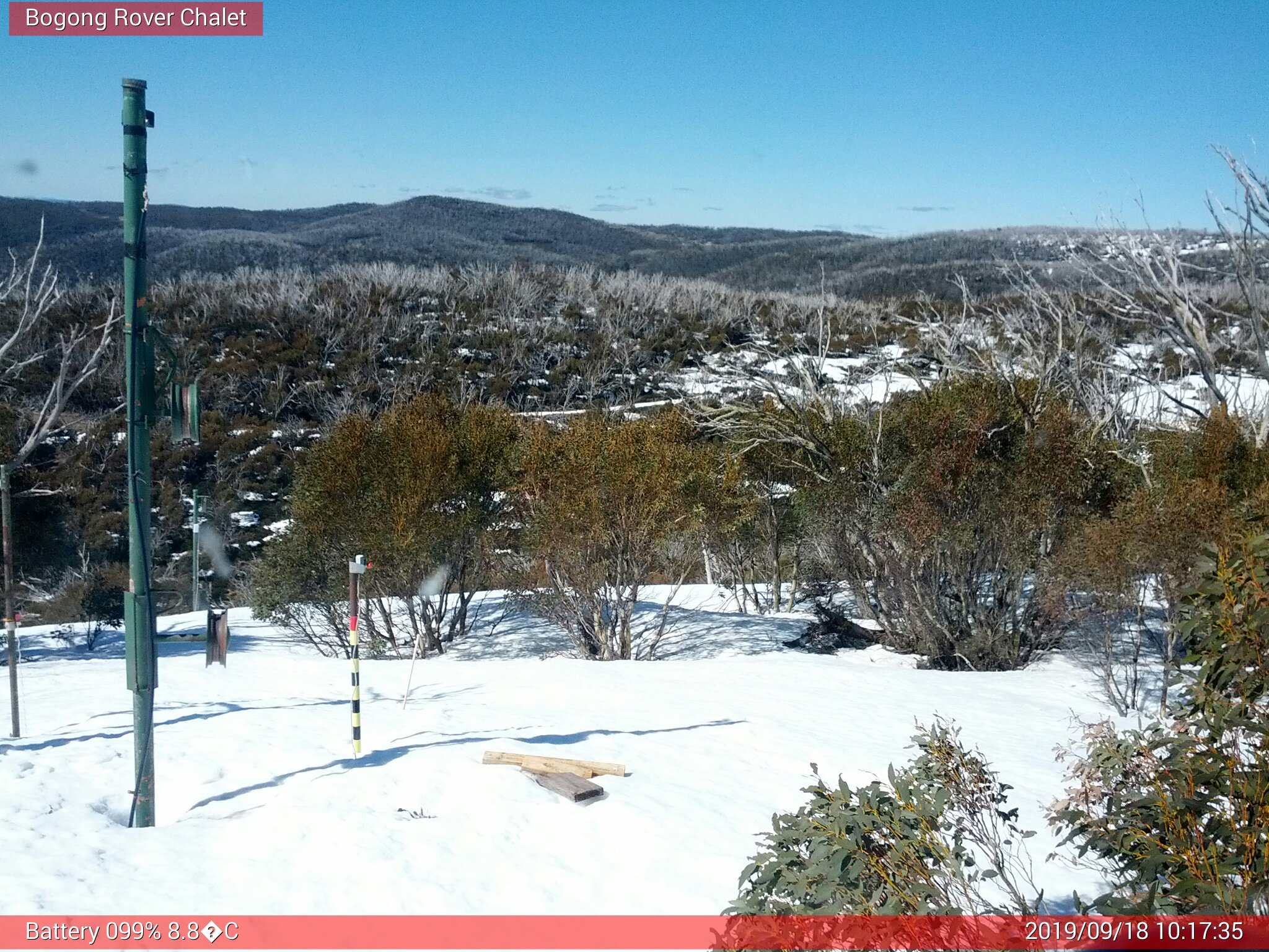 Bogong Web Cam 10:17am Wednesday 18th of September 2019