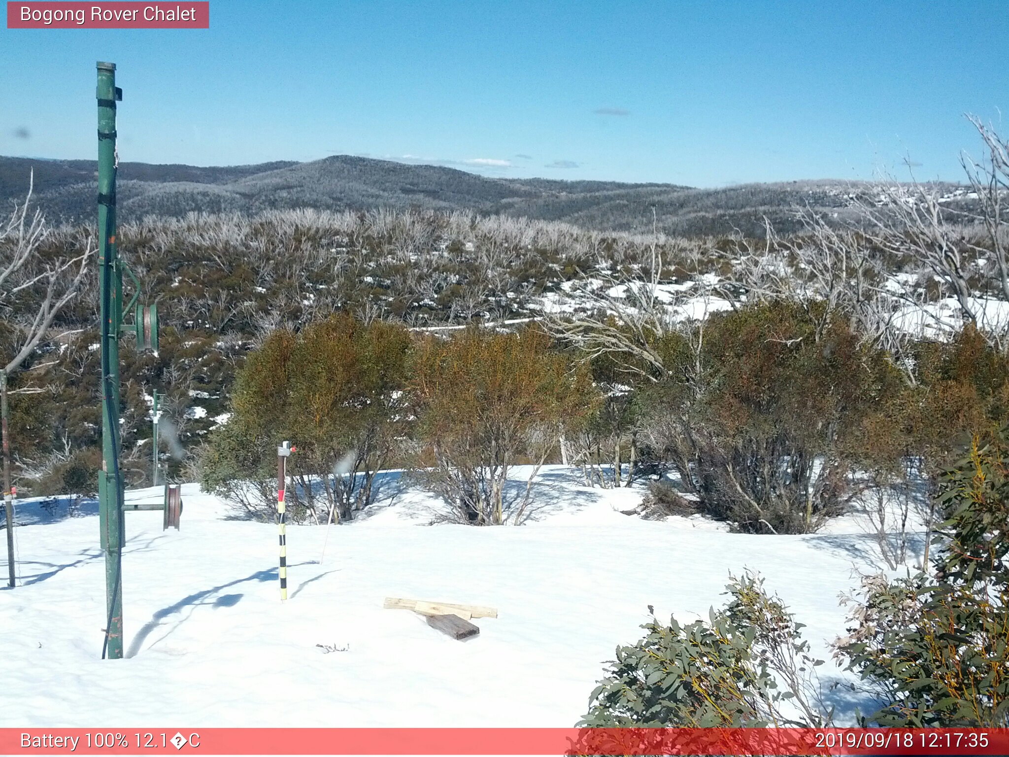 Bogong Web Cam 12:17pm Wednesday 18th of September 2019