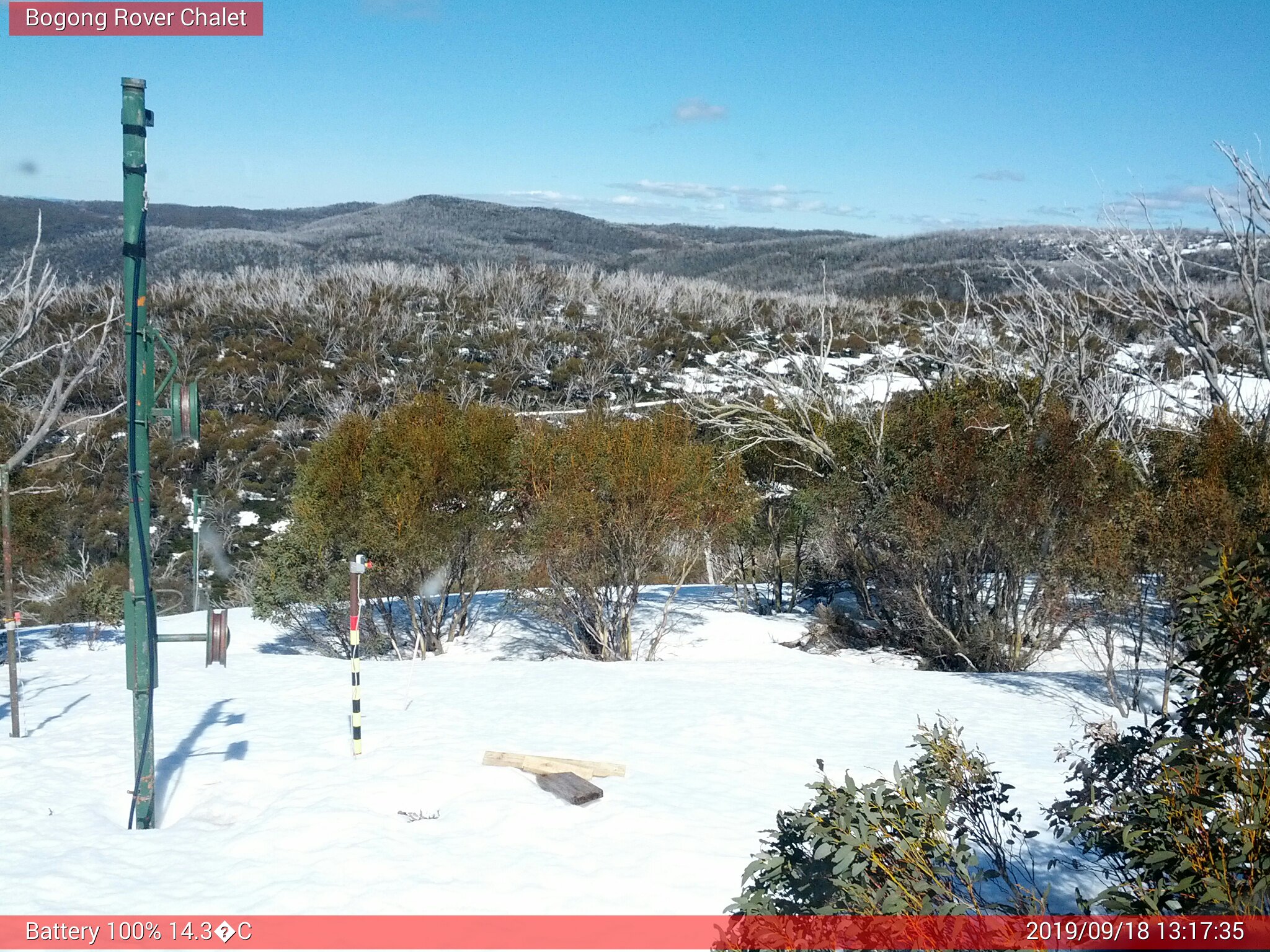 Bogong Web Cam 1:17pm Wednesday 18th of September 2019