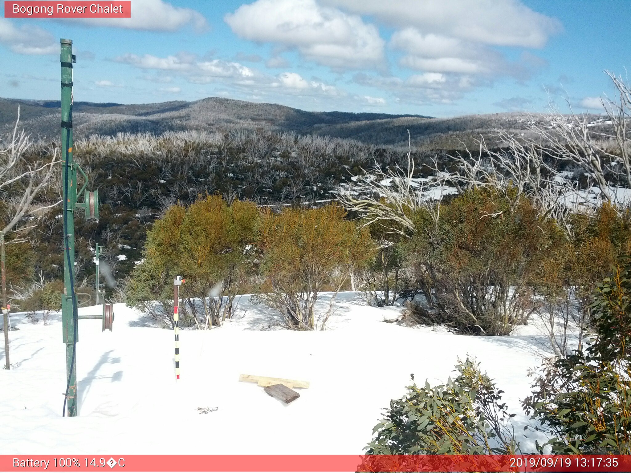 Bogong Web Cam 1:17pm Thursday 19th of September 2019