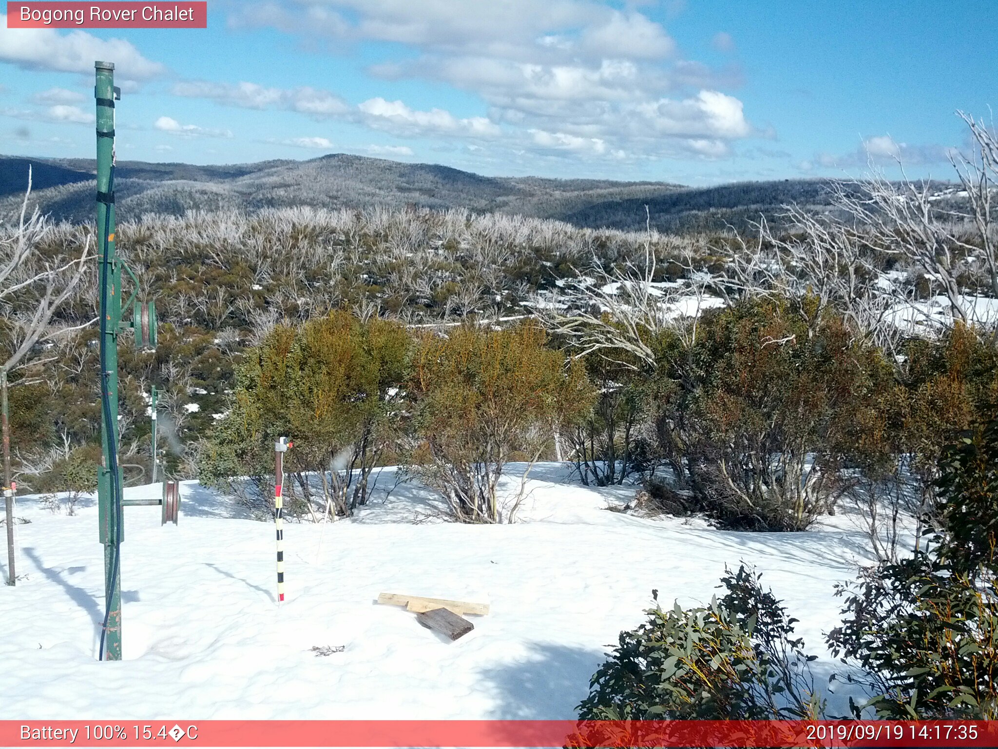 Bogong Web Cam 2:17pm Thursday 19th of September 2019