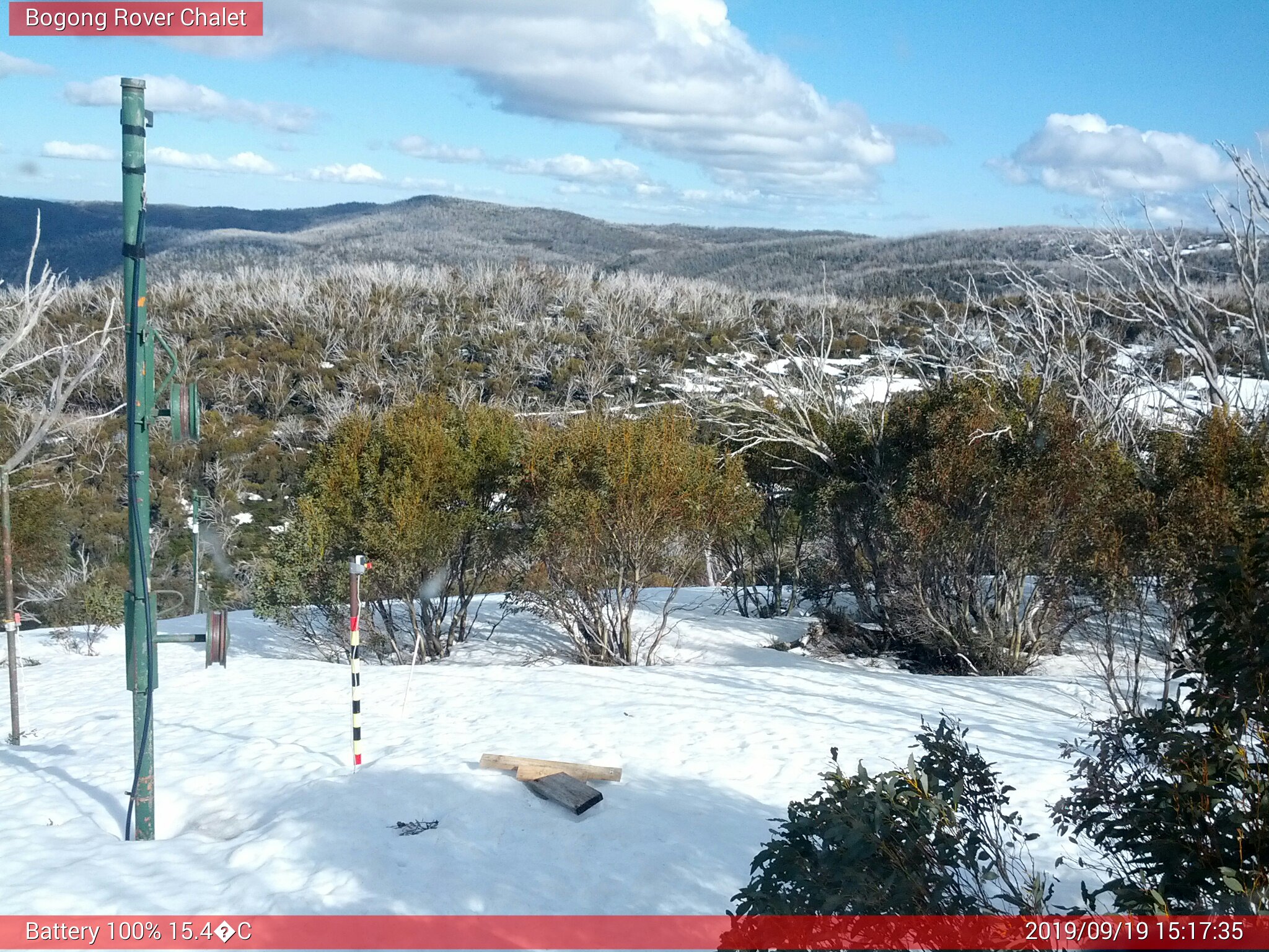 Bogong Web Cam 3:17pm Thursday 19th of September 2019