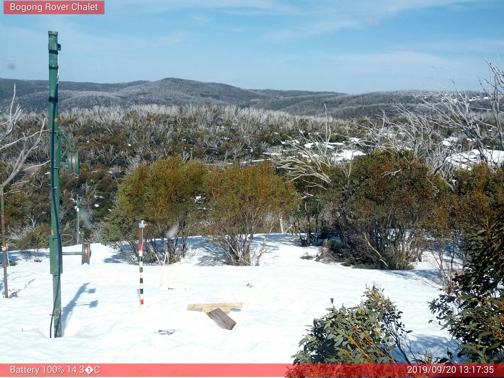 Bogong Web Cam 1:17pm Friday 20th of September 2019