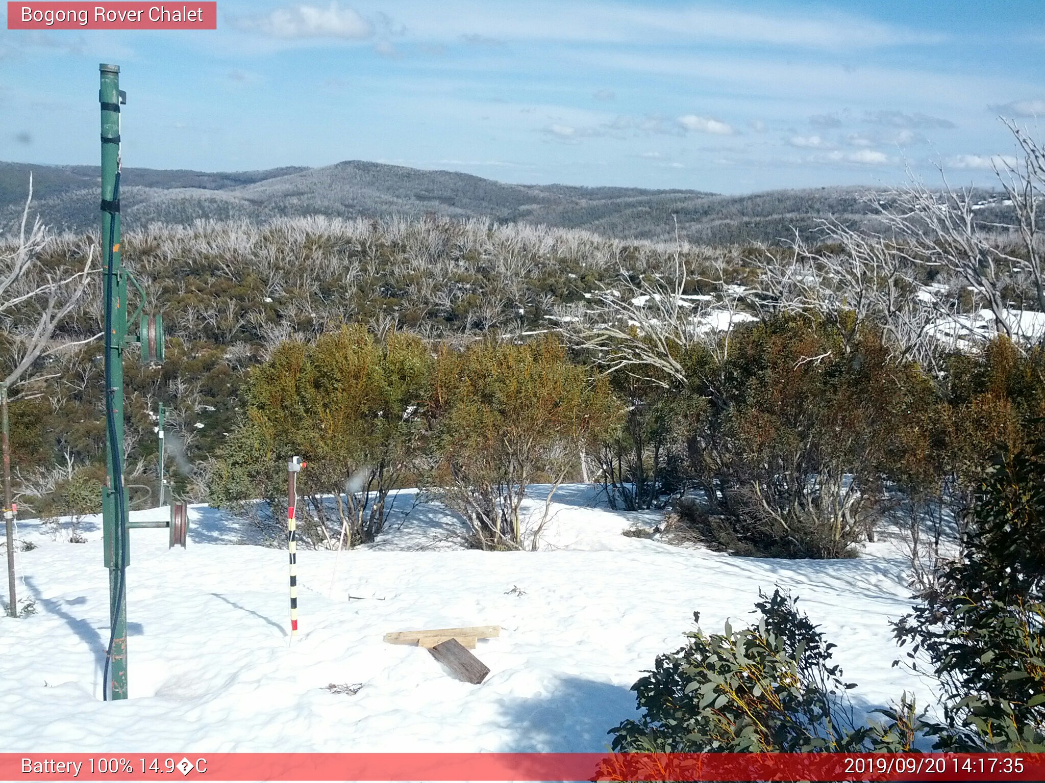 Bogong Web Cam 2:17pm Friday 20th of September 2019