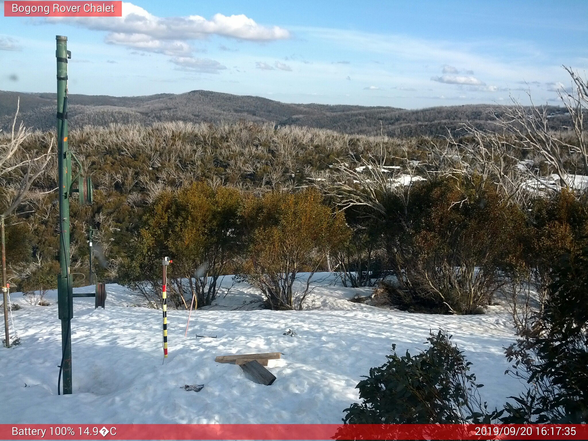 Bogong Web Cam 4:17pm Friday 20th of September 2019