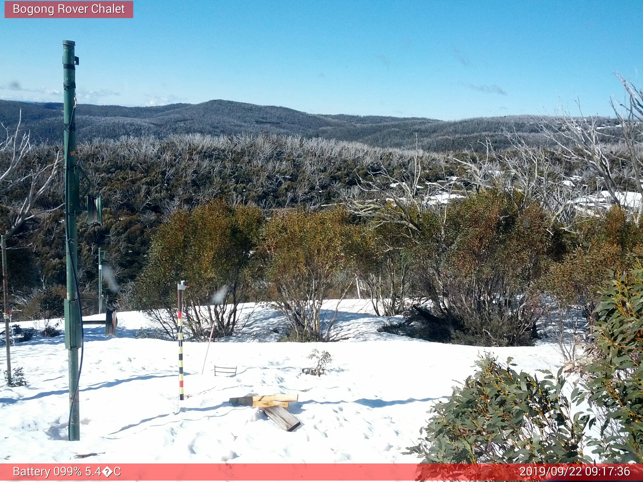 Bogong Web Cam 9:17am Sunday 22nd of September 2019