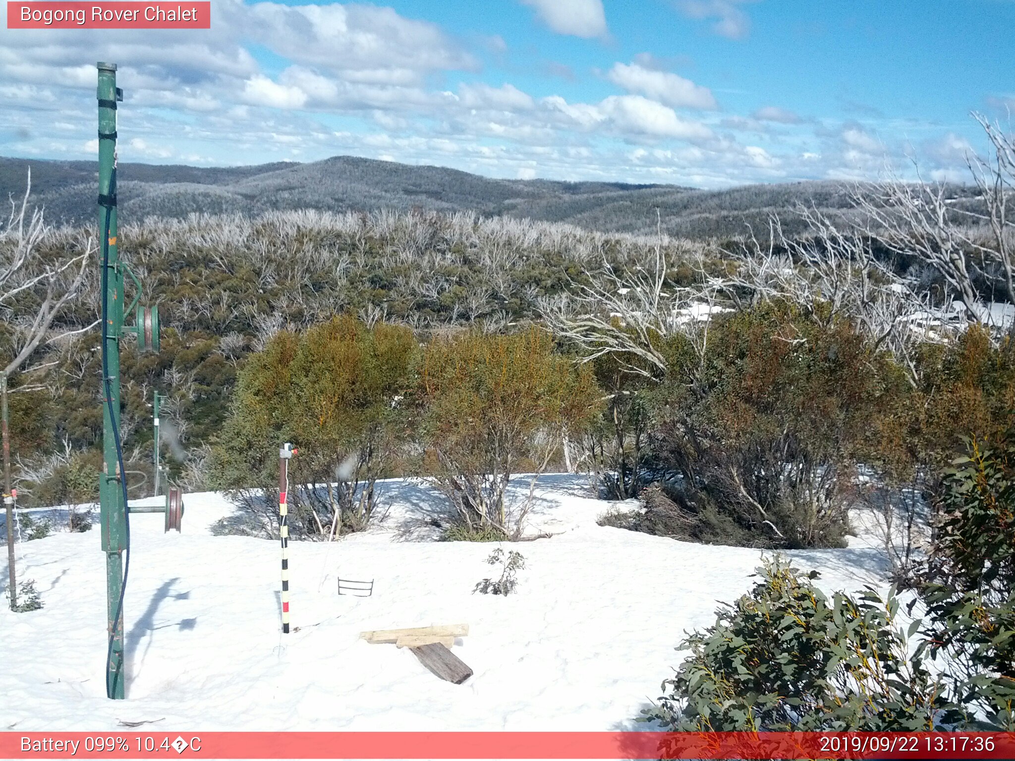 Bogong Web Cam 1:17pm Sunday 22nd of September 2019