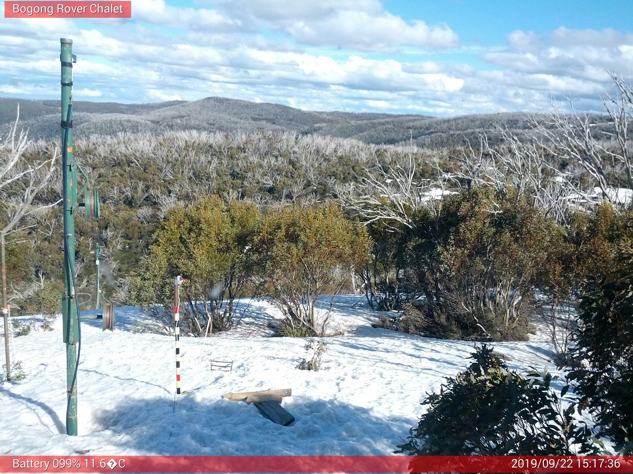 Bogong Web Cam 3:17pm Sunday 22nd of September 2019