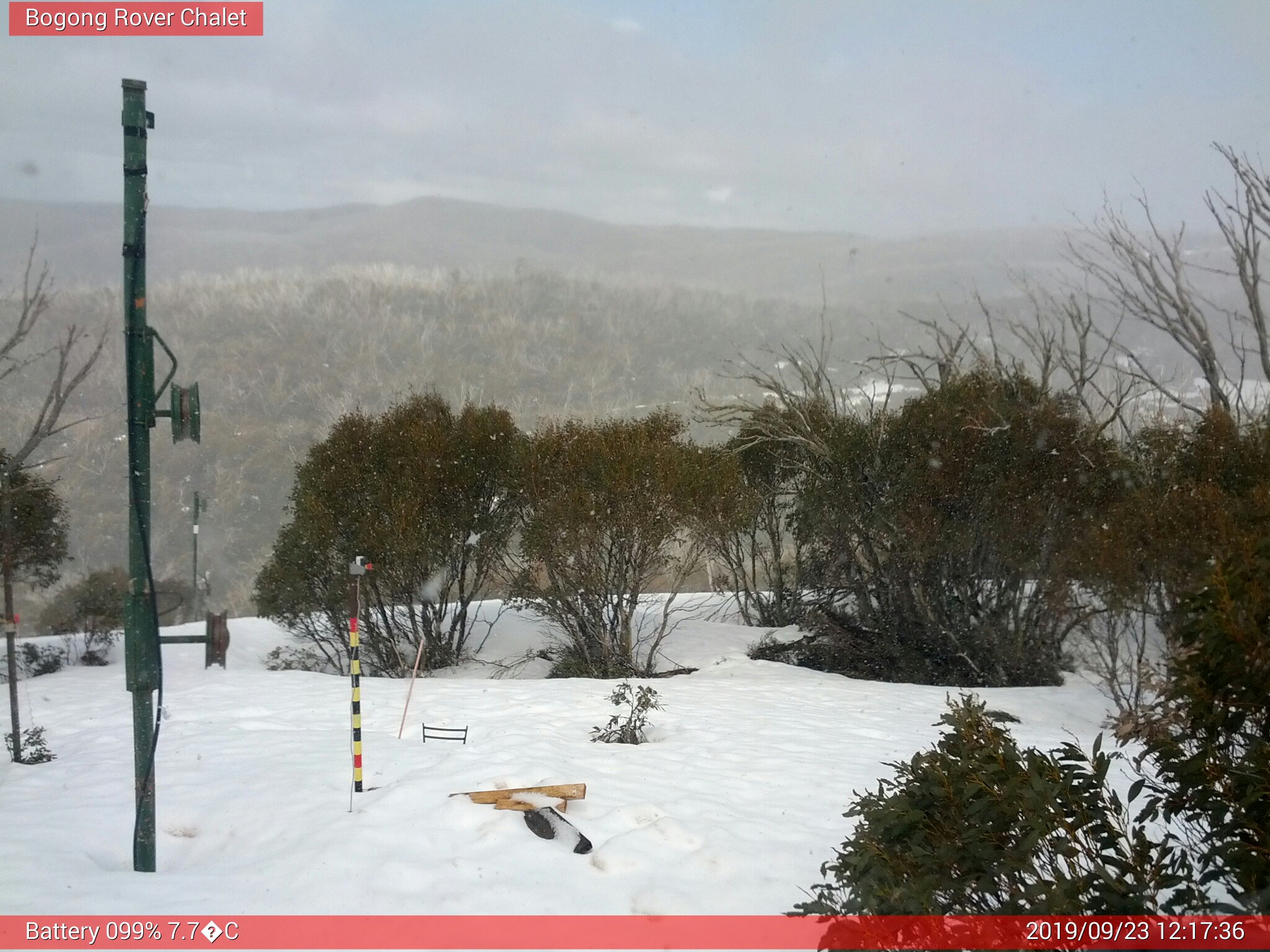 Bogong Web Cam 12:17pm Monday 23rd of September 2019