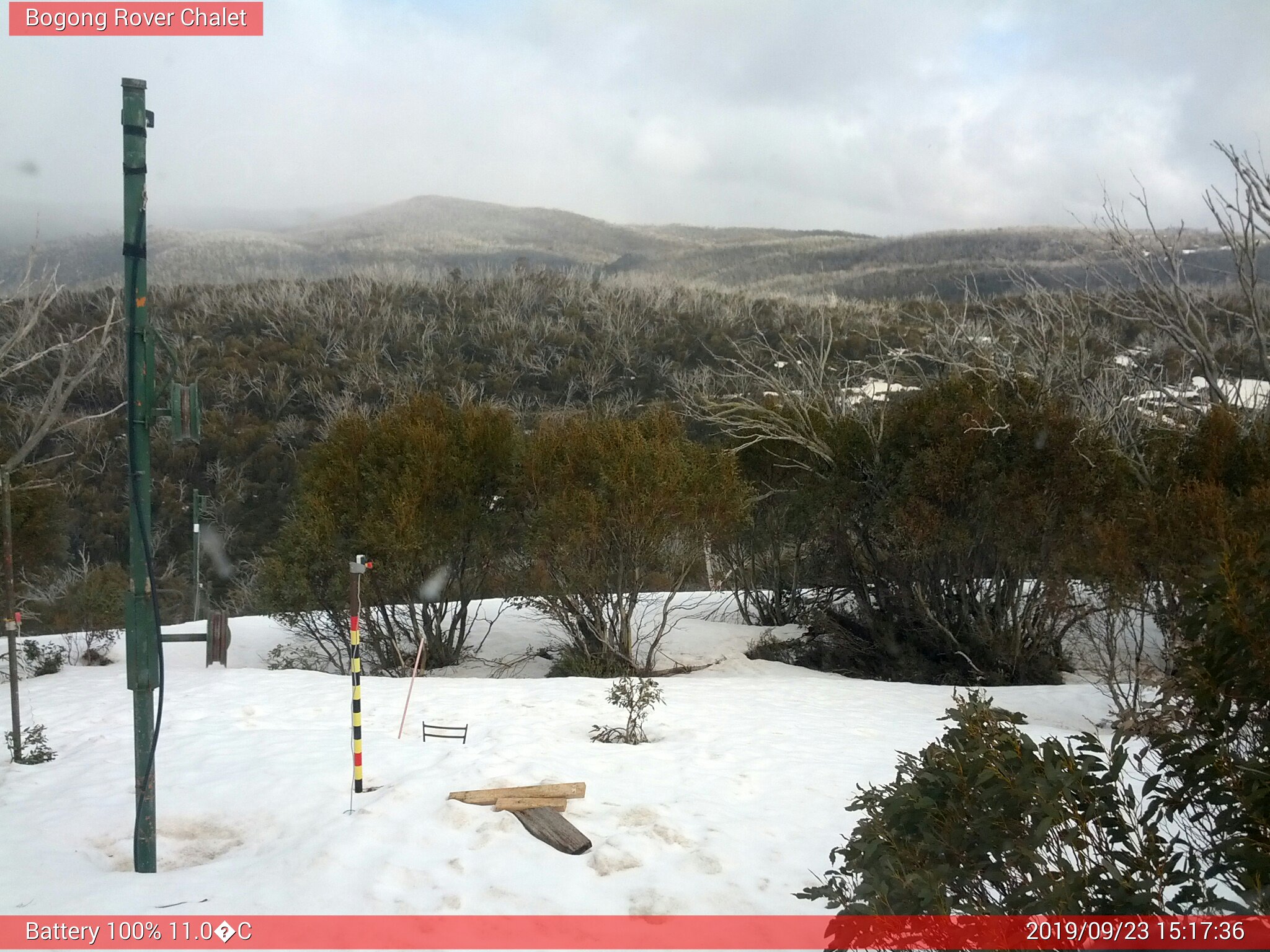 Bogong Web Cam 3:17pm Monday 23rd of September 2019