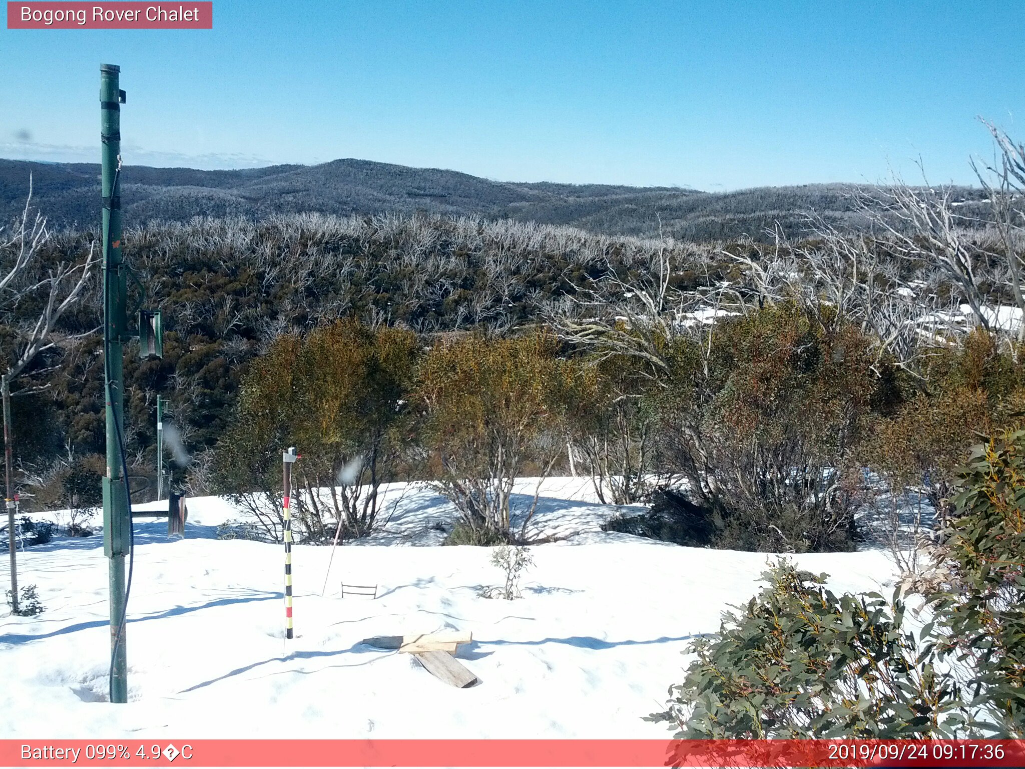 Bogong Web Cam 9:17am Tuesday 24th of September 2019