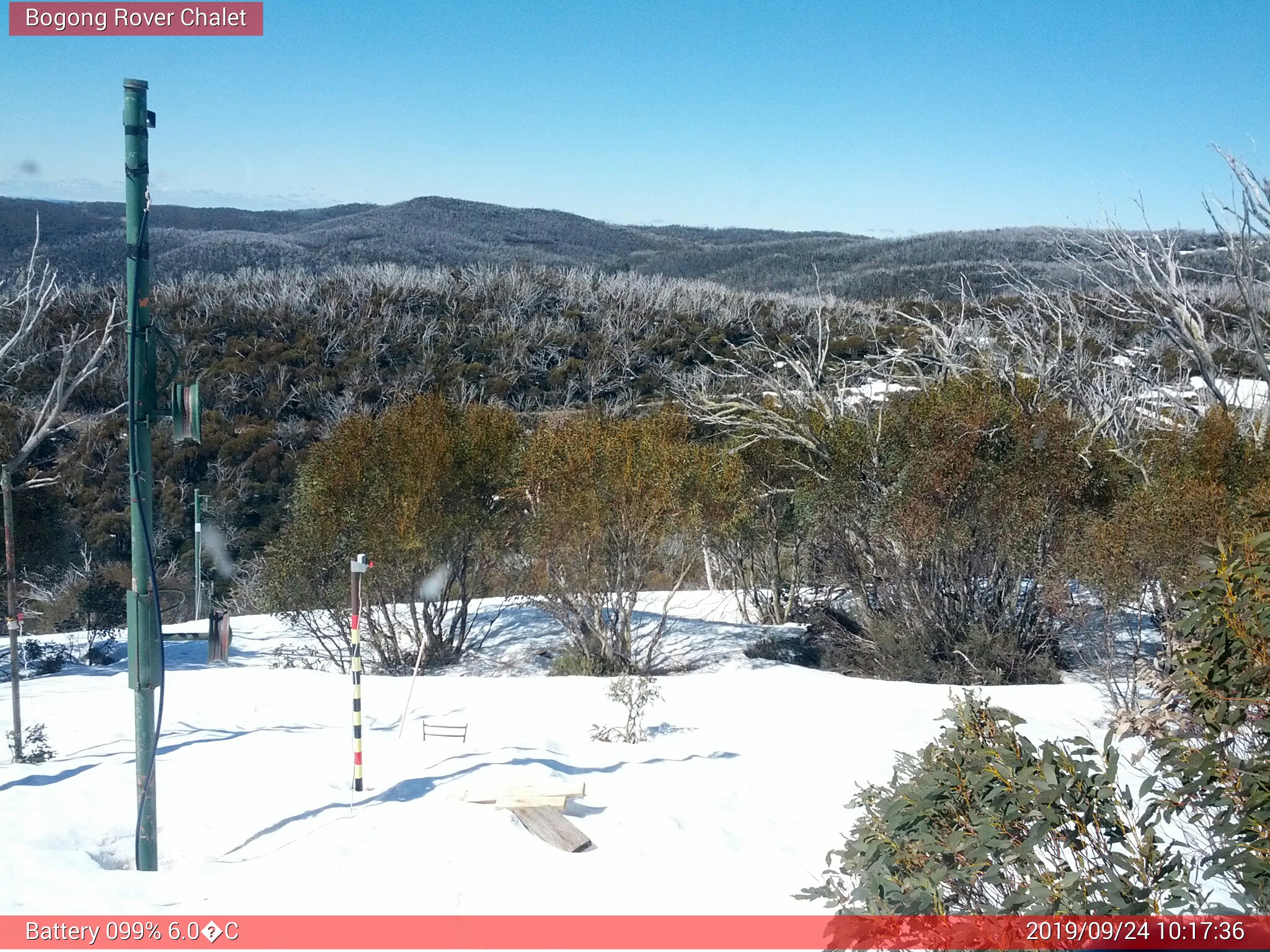 Bogong Web Cam 10:17am Tuesday 24th of September 2019