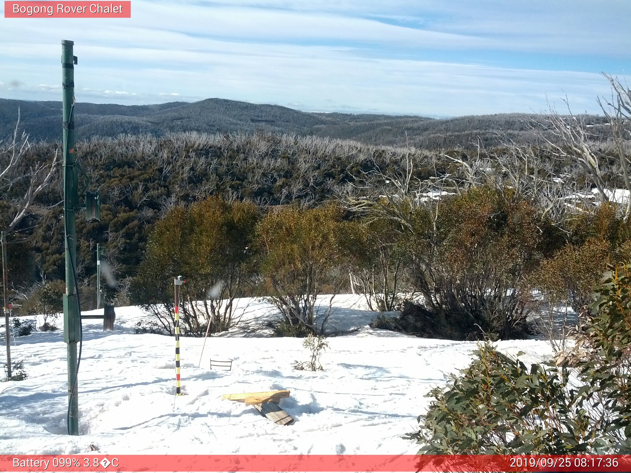 Bogong Web Cam 8:17am Wednesday 25th of September 2019