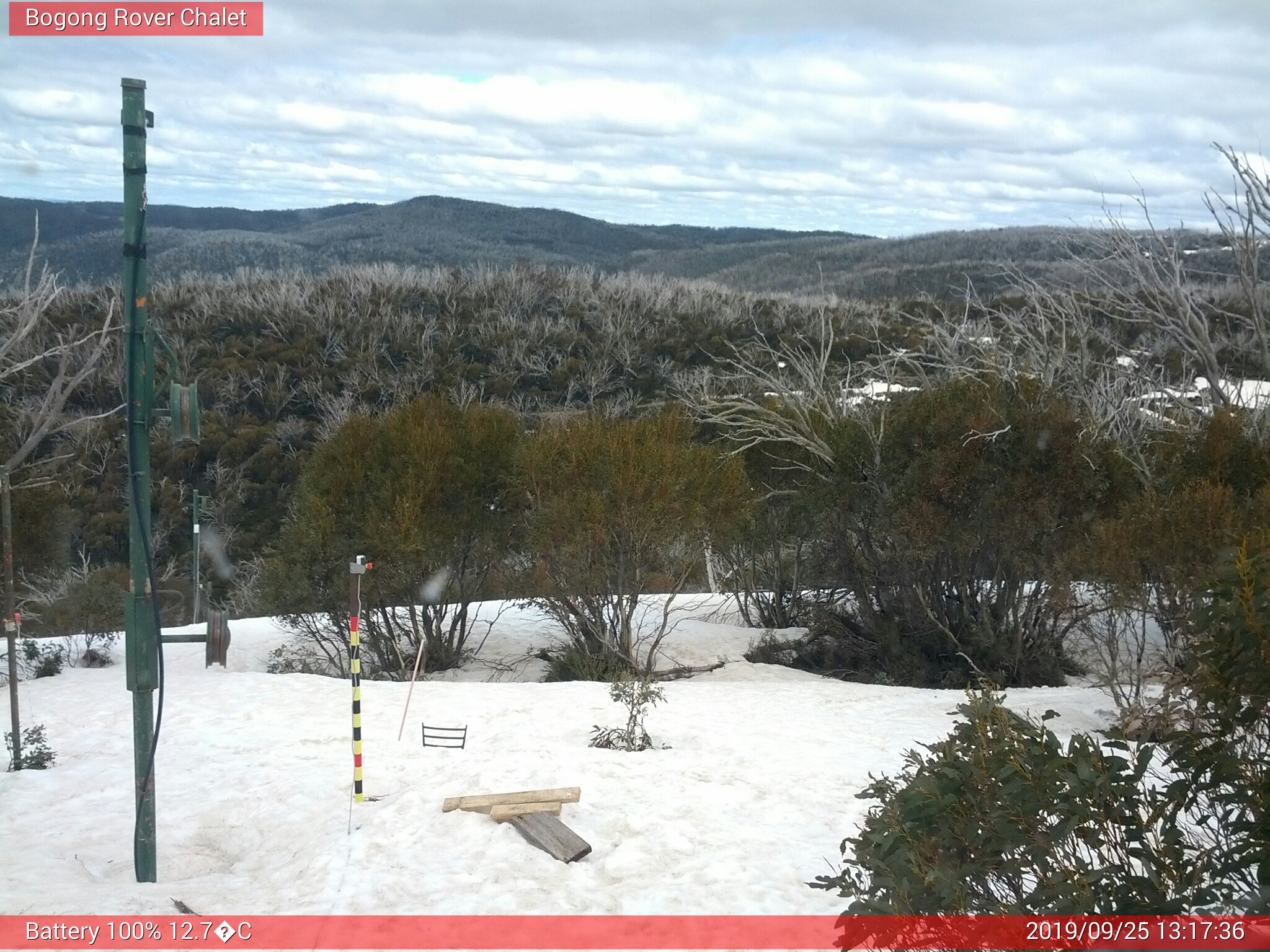 Bogong Web Cam 1:17pm Wednesday 25th of September 2019