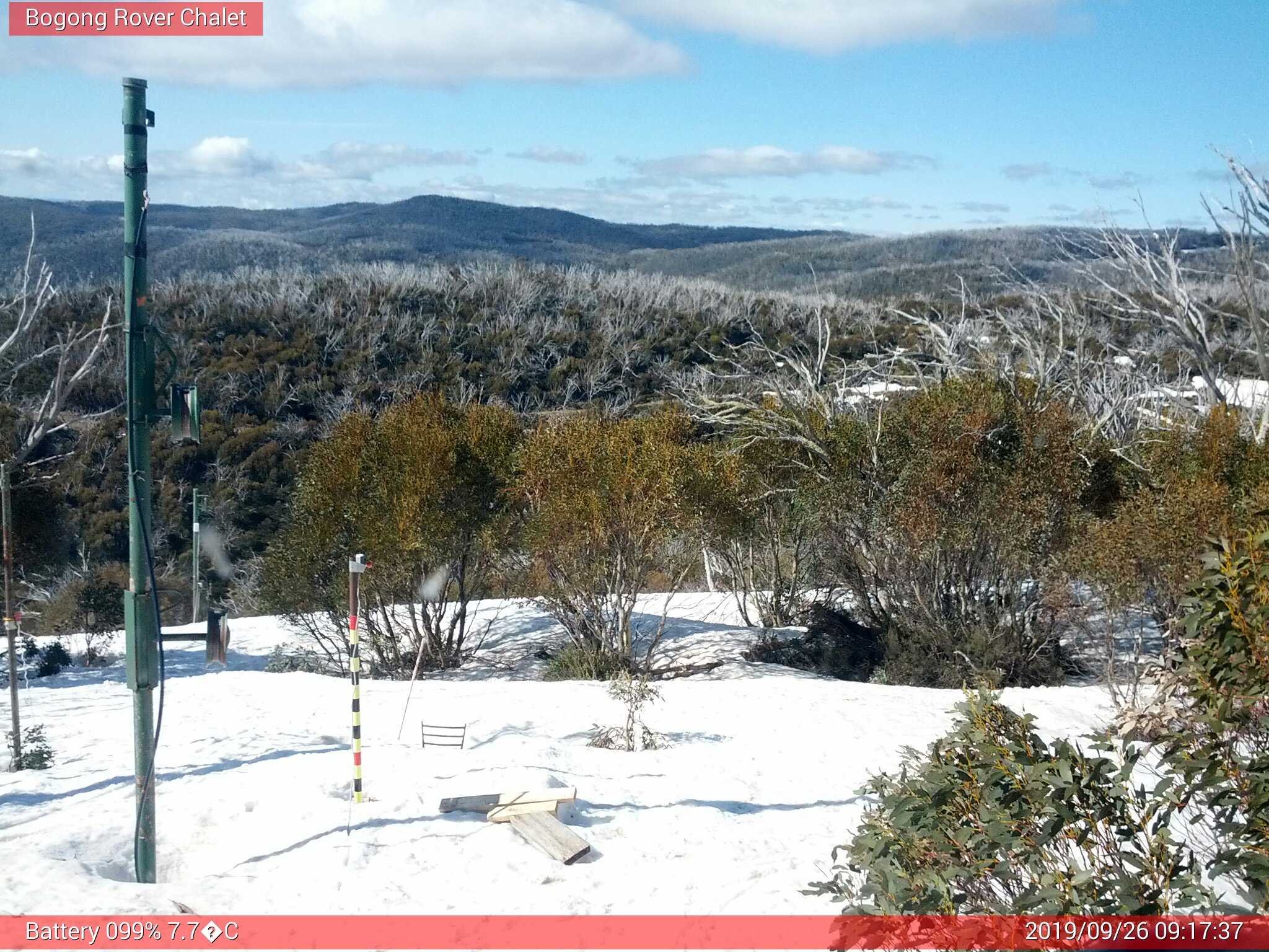 Bogong Web Cam 9:17am Thursday 26th of September 2019