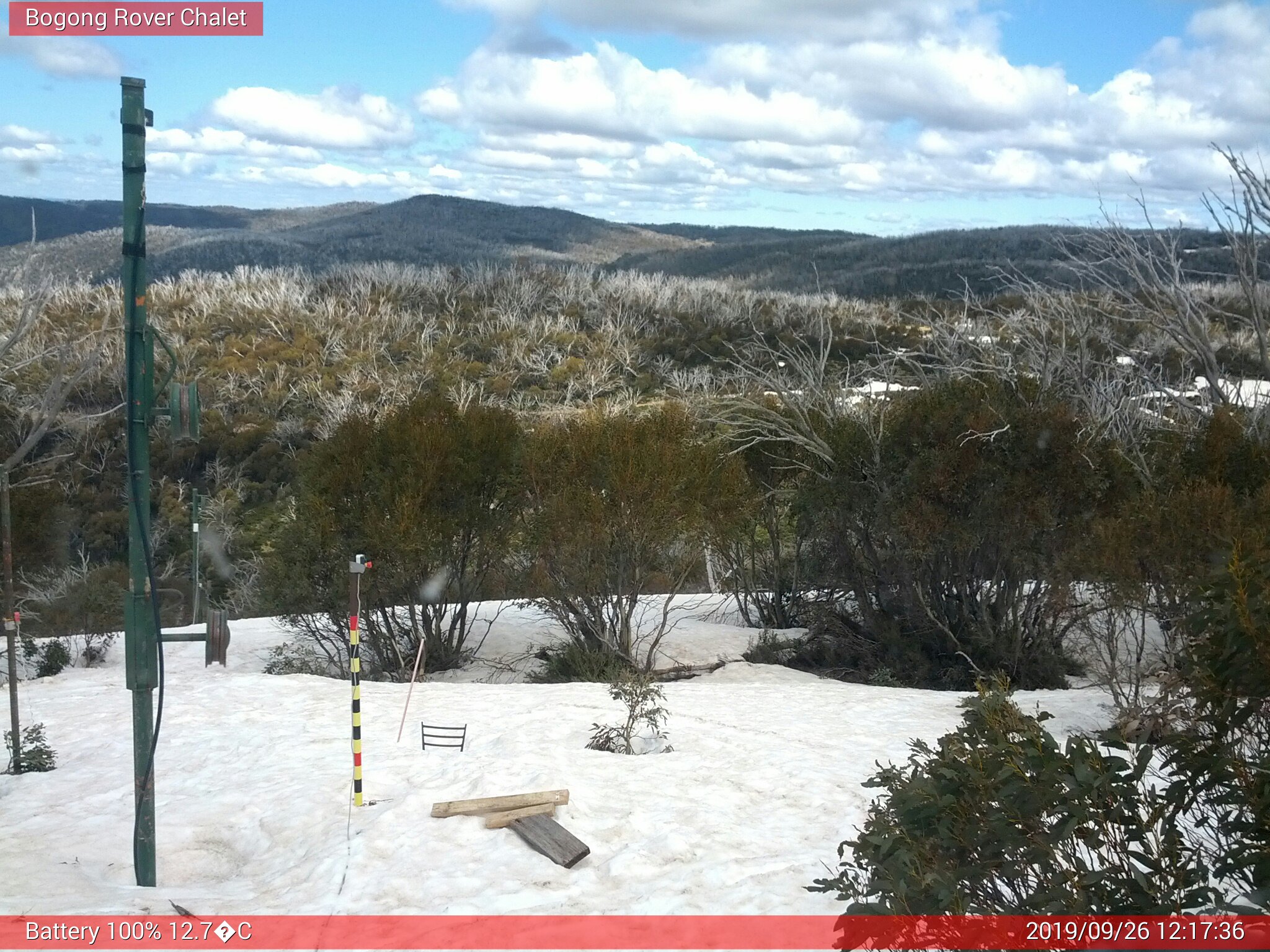 Bogong Web Cam 12:17pm Thursday 26th of September 2019