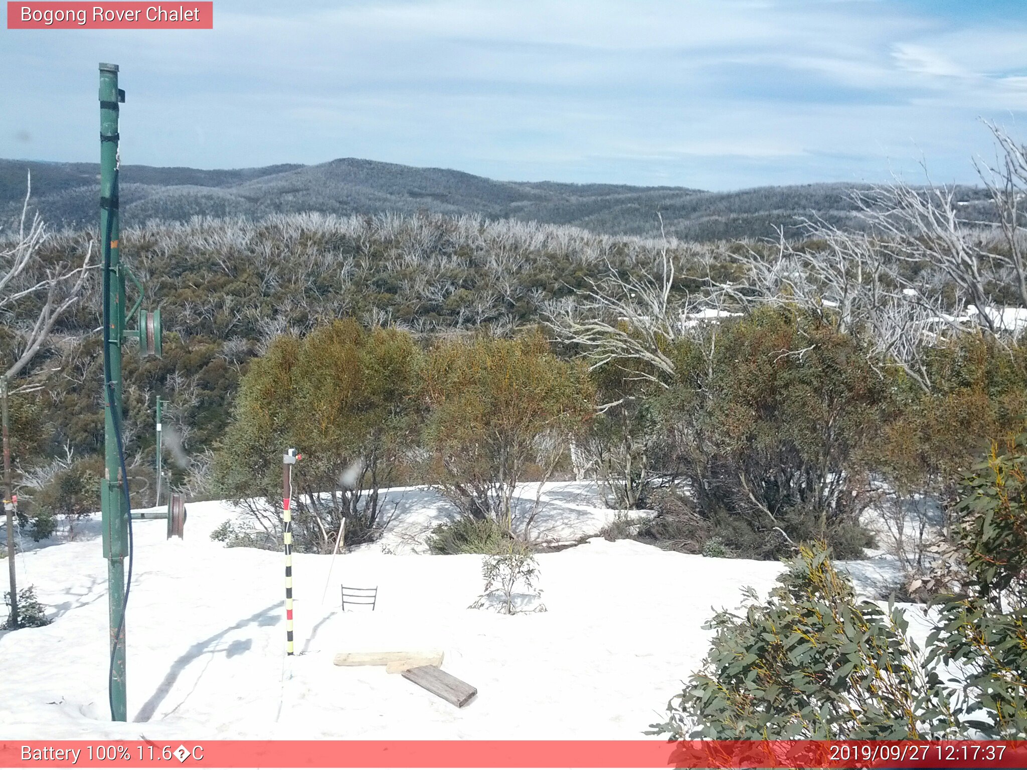 Bogong Web Cam 12:17pm Friday 27th of September 2019