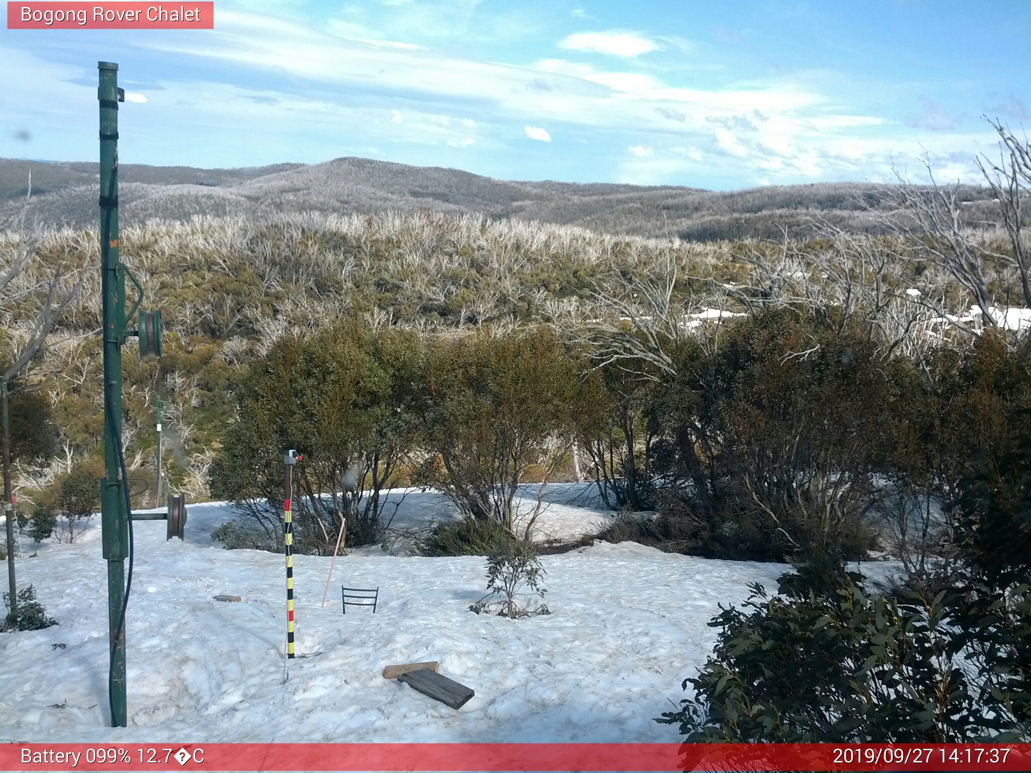 Bogong Web Cam 2:17pm Friday 27th of September 2019