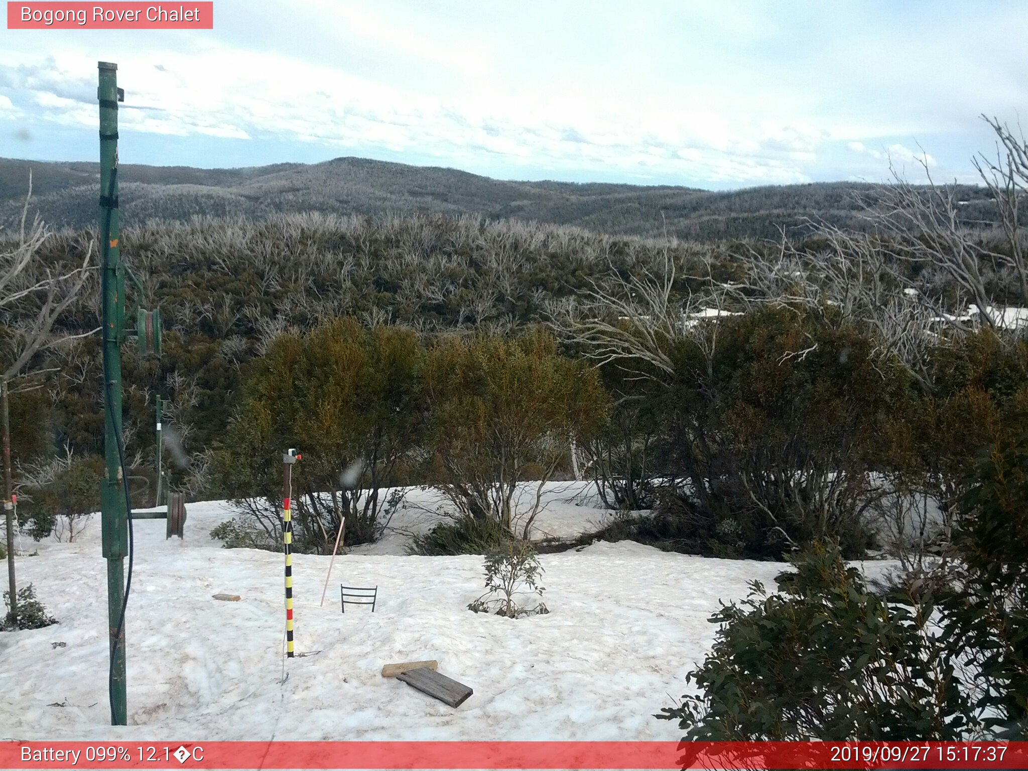 Bogong Web Cam 3:17pm Friday 27th of September 2019