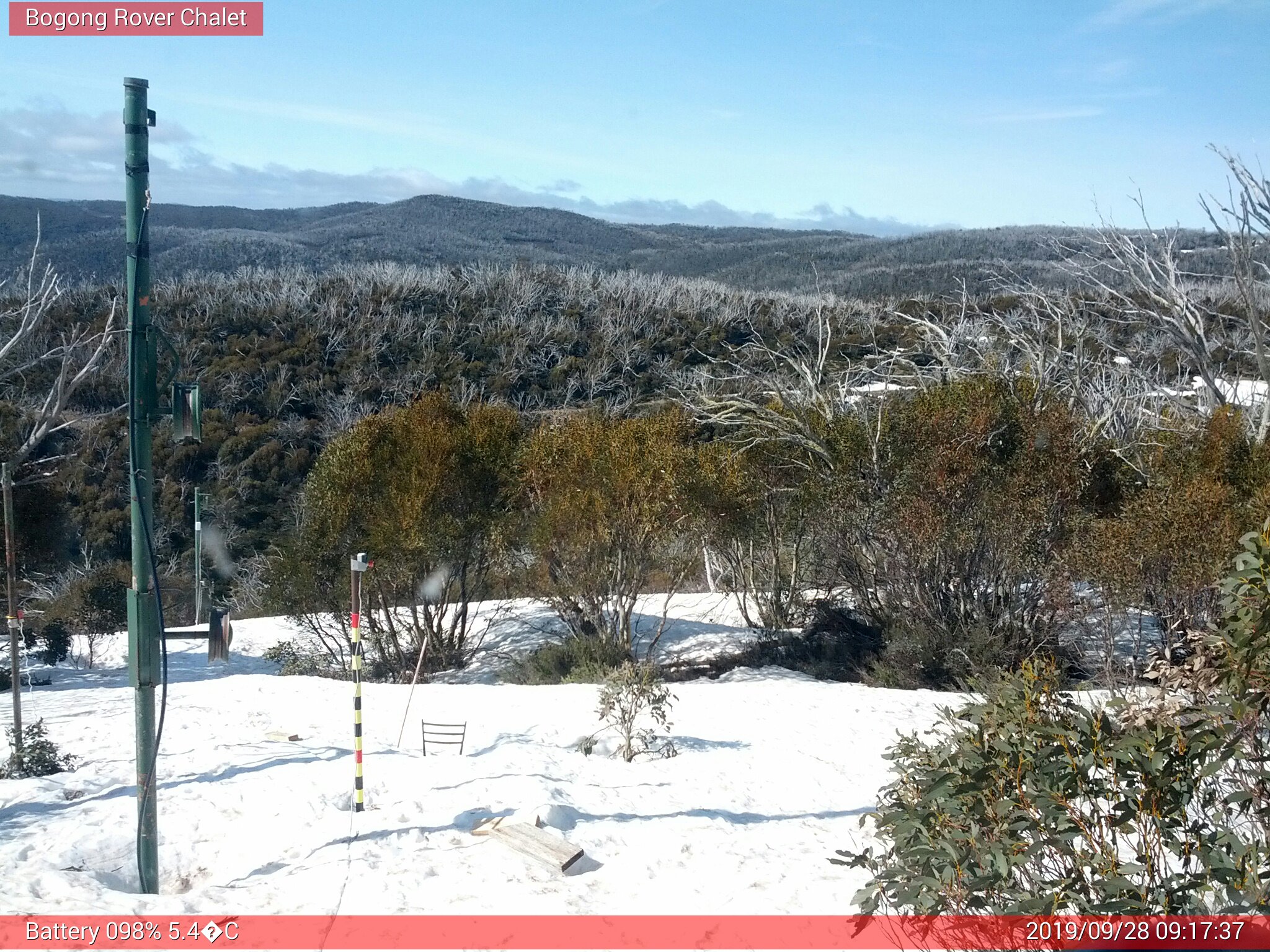 Bogong Web Cam 9:17am Saturday 28th of September 2019