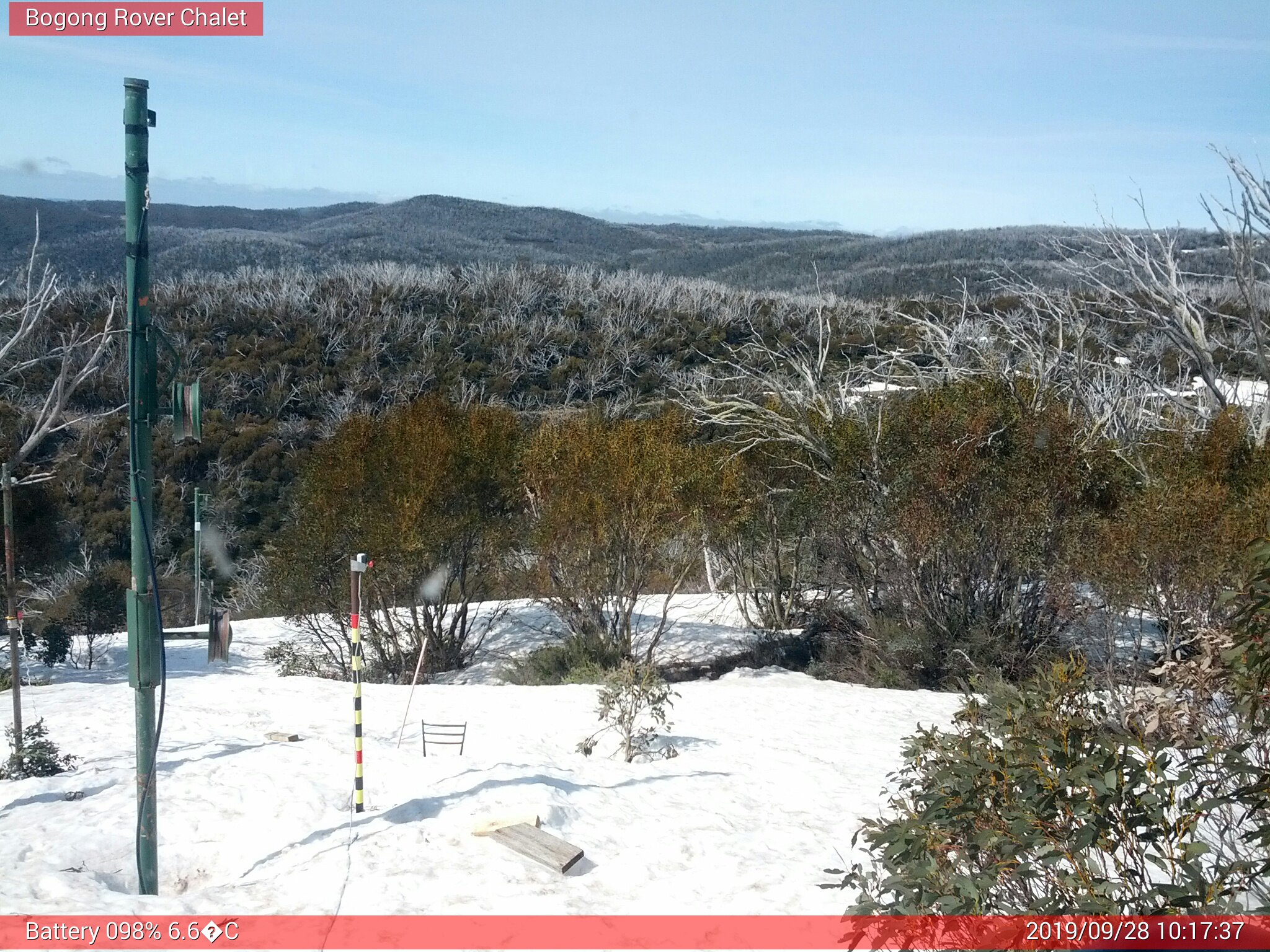 Bogong Web Cam 10:17am Saturday 28th of September 2019