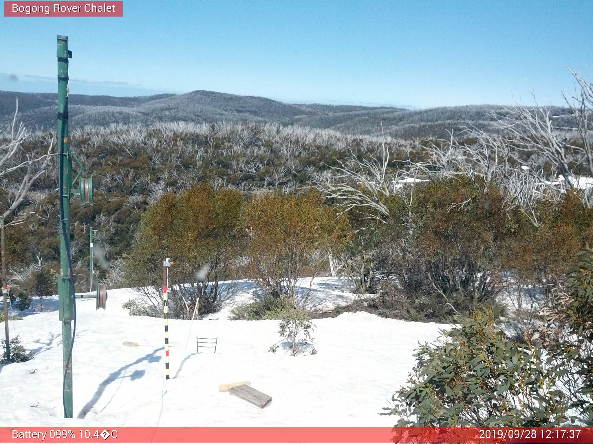 Bogong Web Cam 12:17pm Saturday 28th of September 2019