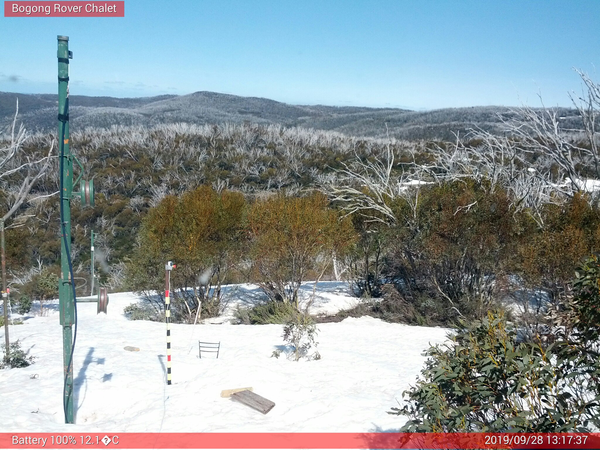 Bogong Web Cam 1:17pm Saturday 28th of September 2019