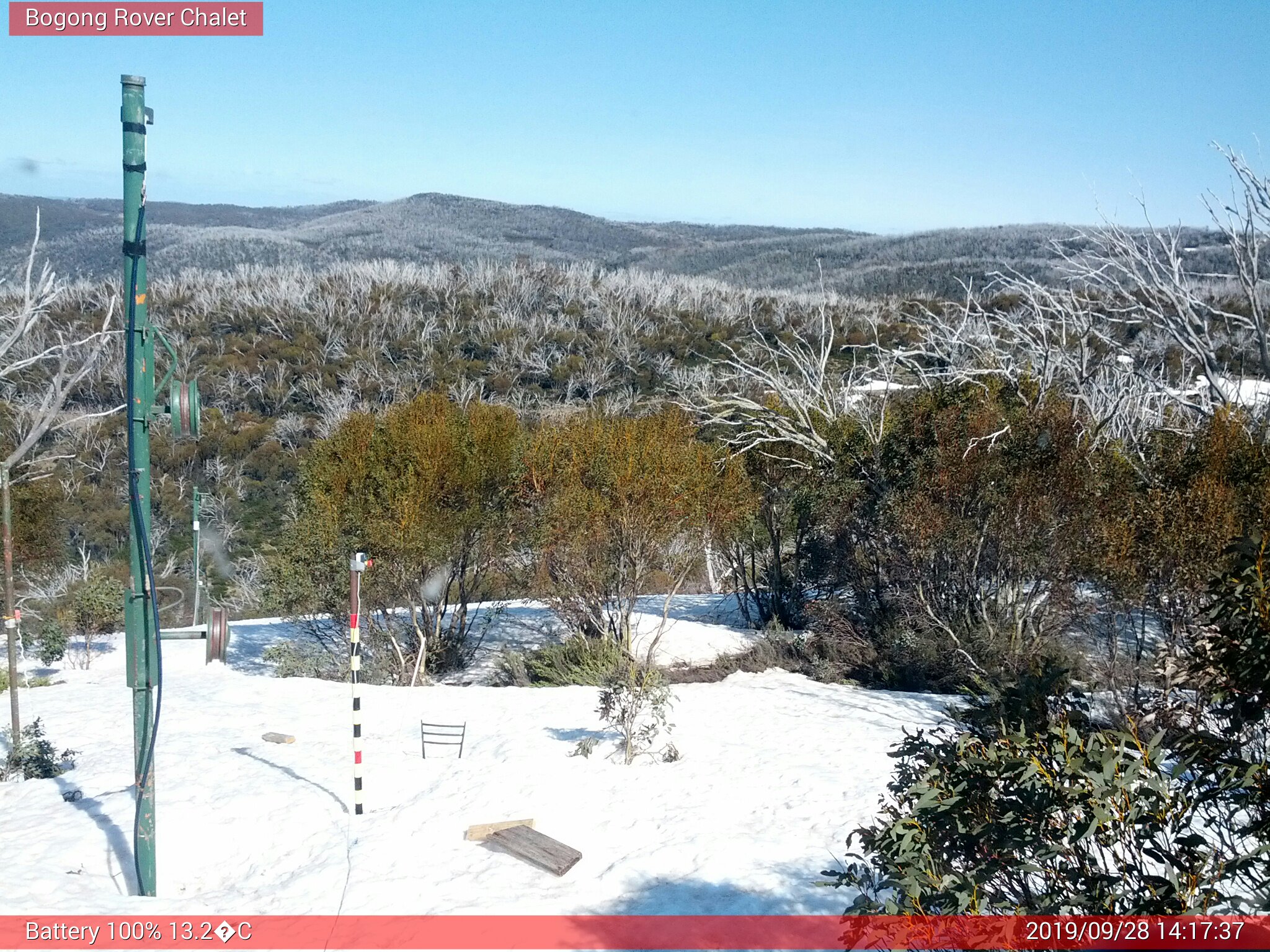 Bogong Web Cam 2:17pm Saturday 28th of September 2019