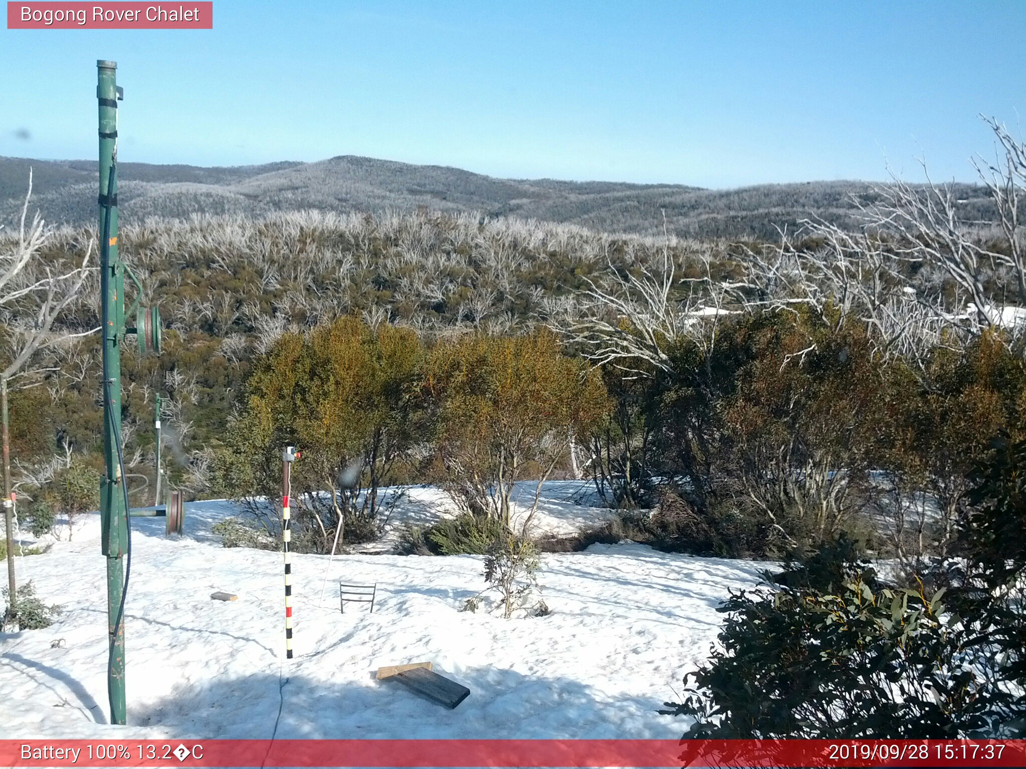 Bogong Web Cam 3:17pm Saturday 28th of September 2019