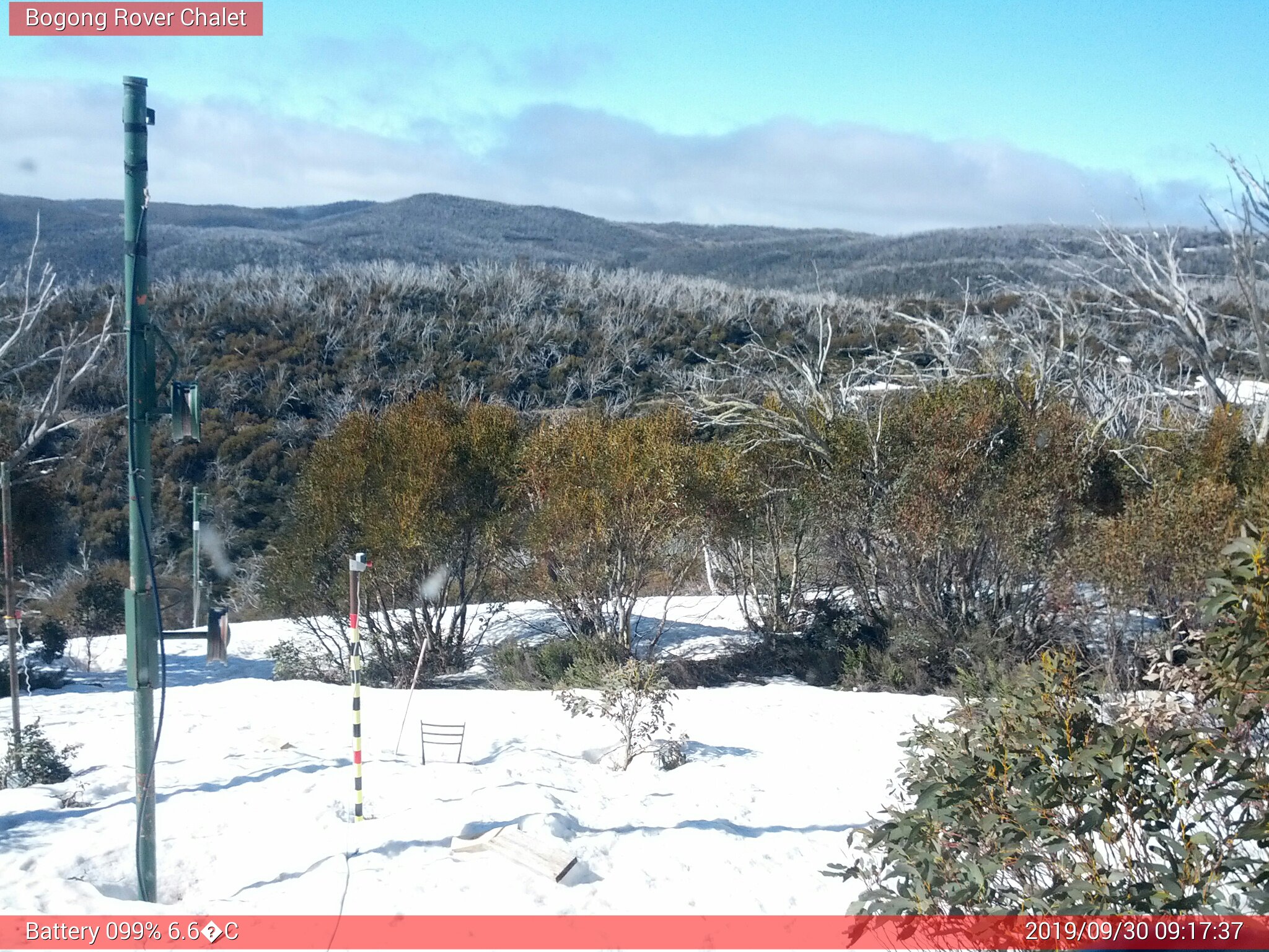 Bogong Web Cam 9:17am Monday 30th of September 2019