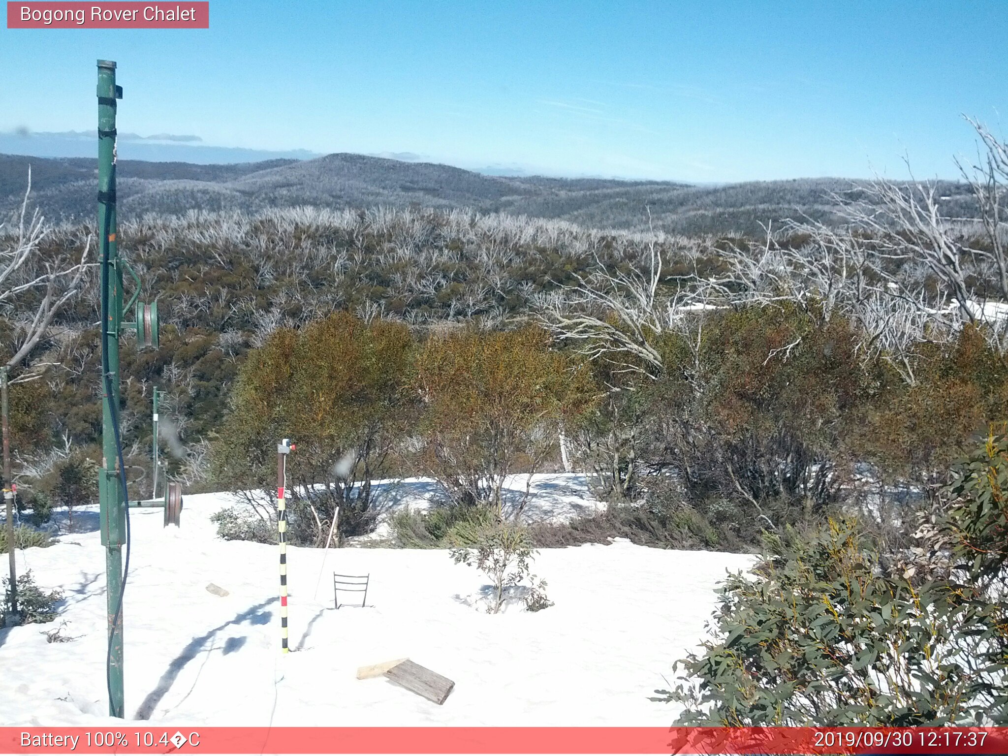 Bogong Web Cam 12:17pm Monday 30th of September 2019