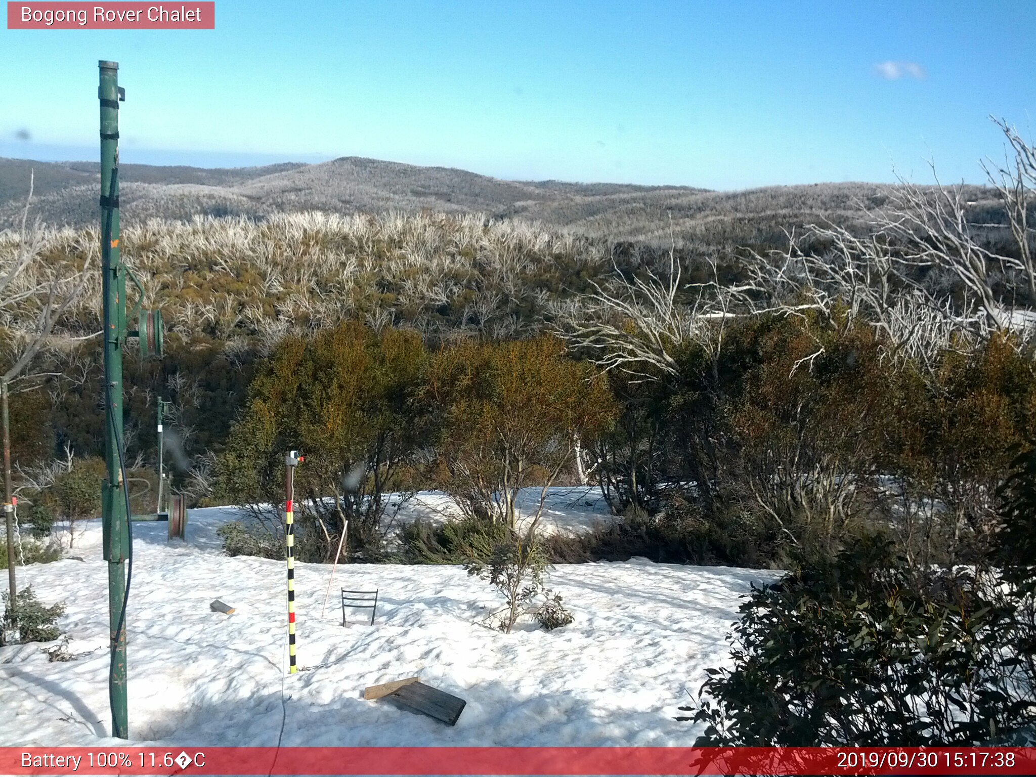 Bogong Web Cam 3:17pm Monday 30th of September 2019