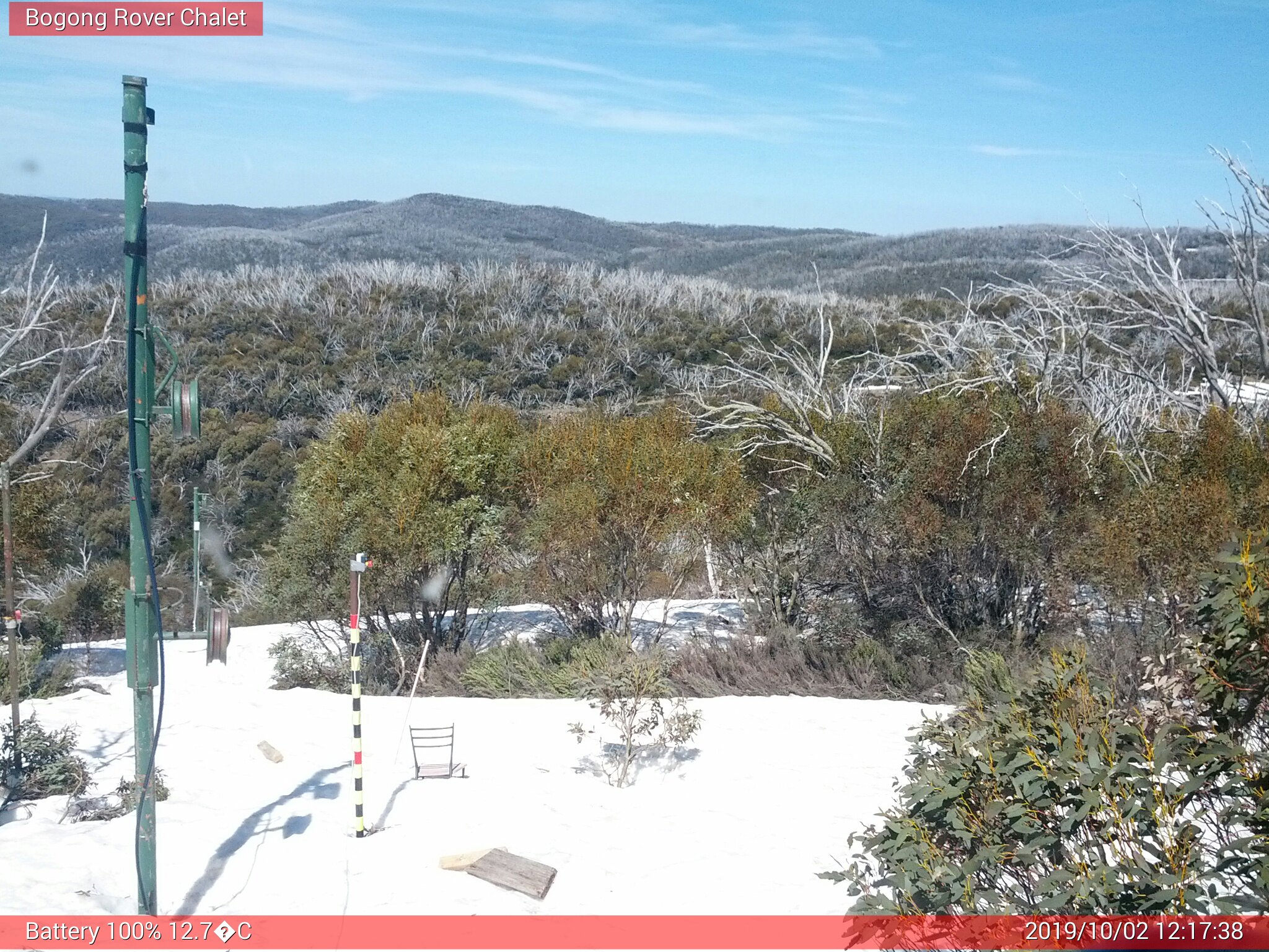 Bogong Web Cam 12:17pm Wednesday 2nd of October 2019