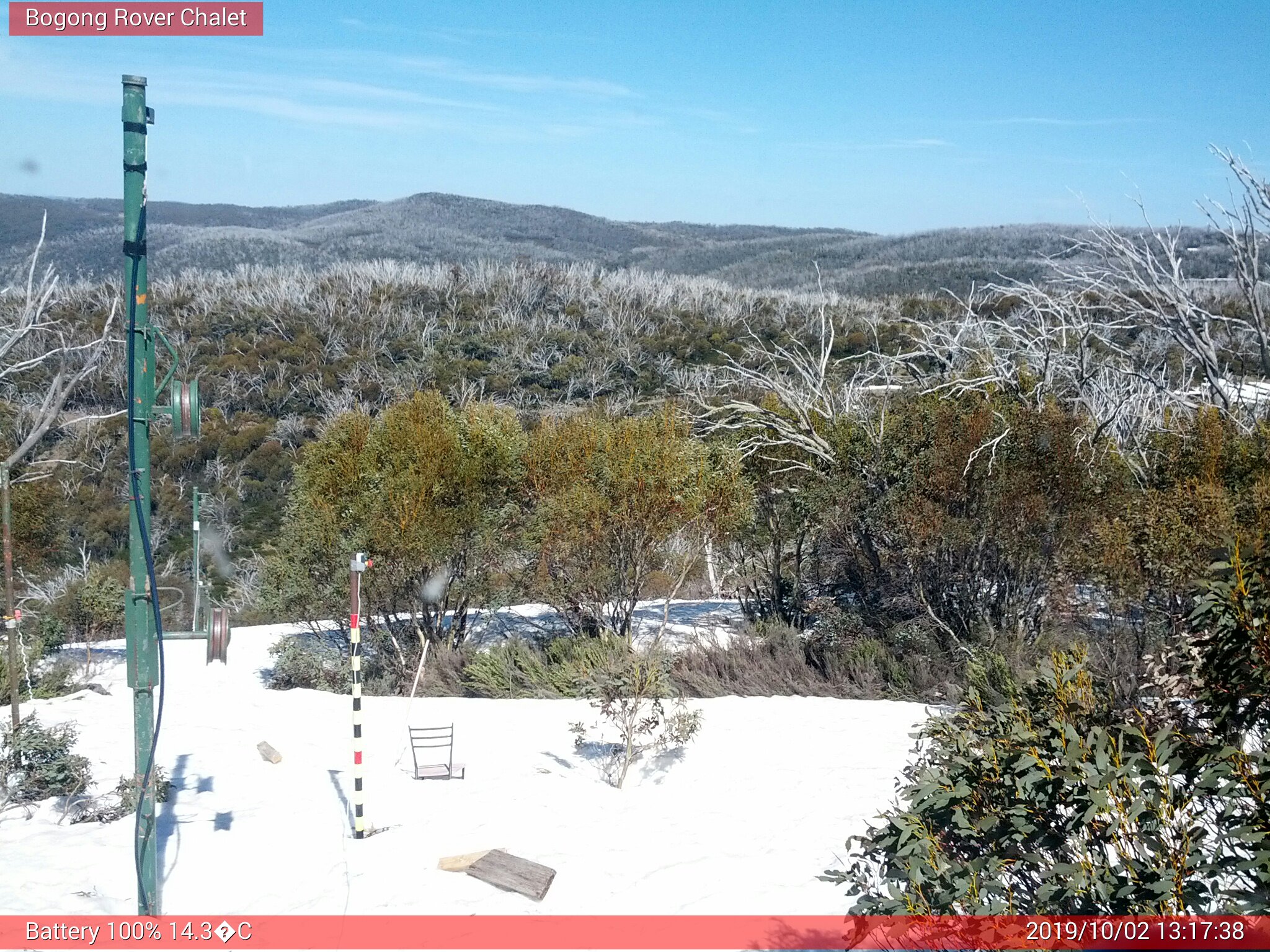 Bogong Web Cam 1:17pm Wednesday 2nd of October 2019