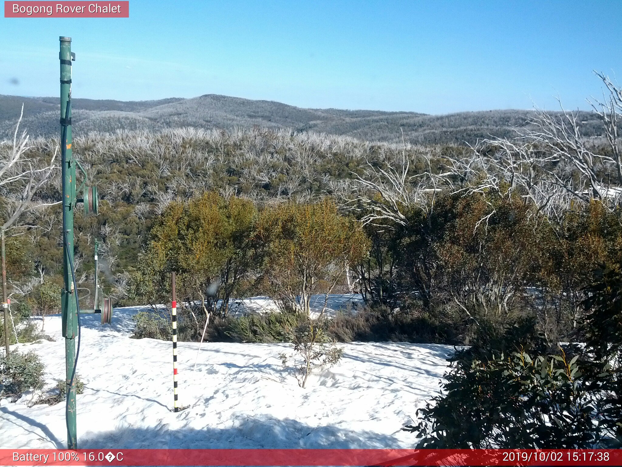 Bogong Web Cam 3:17pm Wednesday 2nd of October 2019